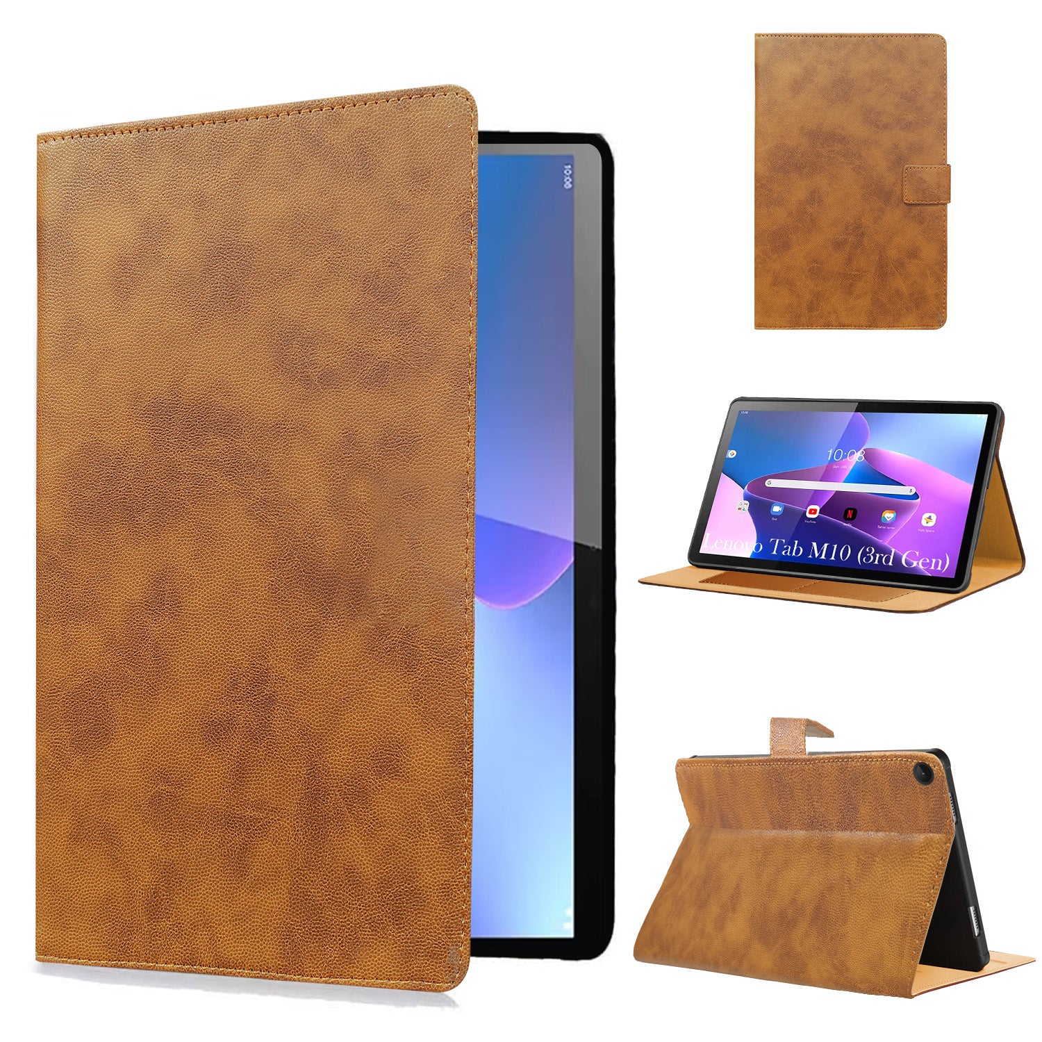 For Lenovo Tab M10 Gen 3 (TB328XU) Flip Cover Folio Cover 10.1 Inch (PU Leather | Multi-Angle Smart Stand | Card Storage Slots | Silicone Back Pouch)
