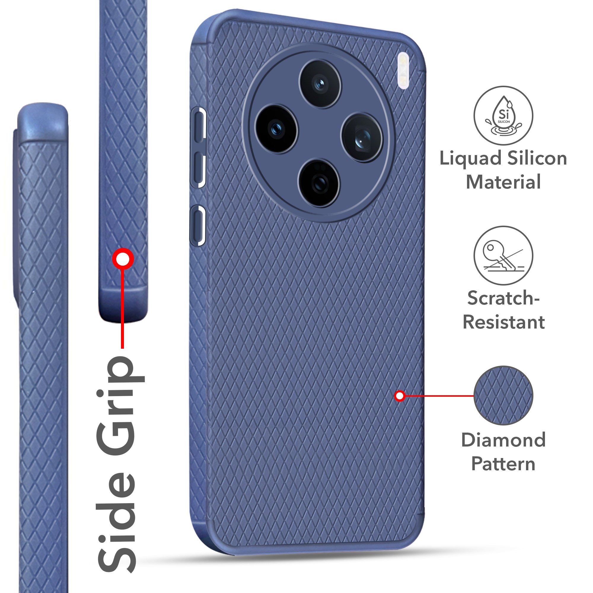 For Vivo X200T Back Cover Case Liquid Silicone (Camera Protection | Side Grip Texture | Soft and Flexible)