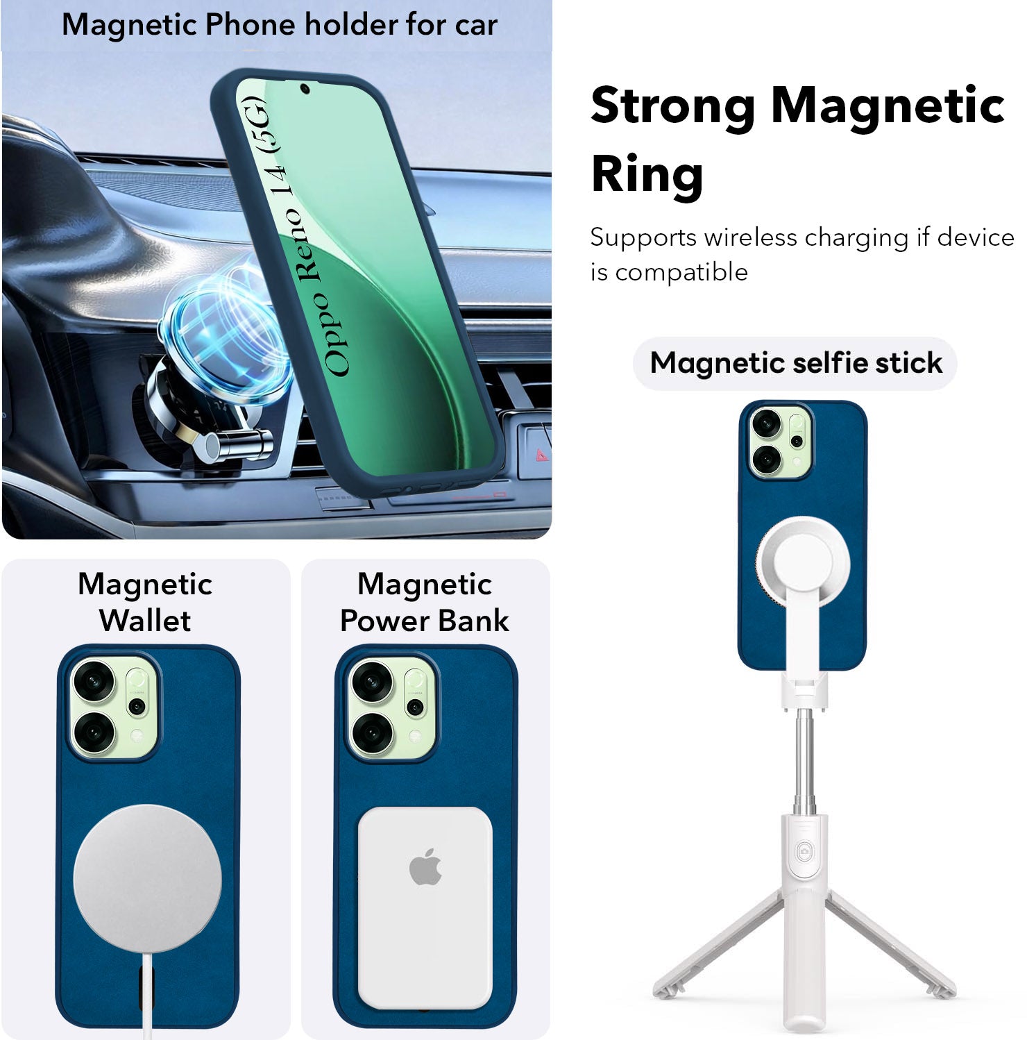 For Oppo Reno14 5G | Oppo Reno 14 5G Back Cover Case Leather Finish (MagSafe Compatible Wireless Charging | Soft Touch | Camera Bump Protection)