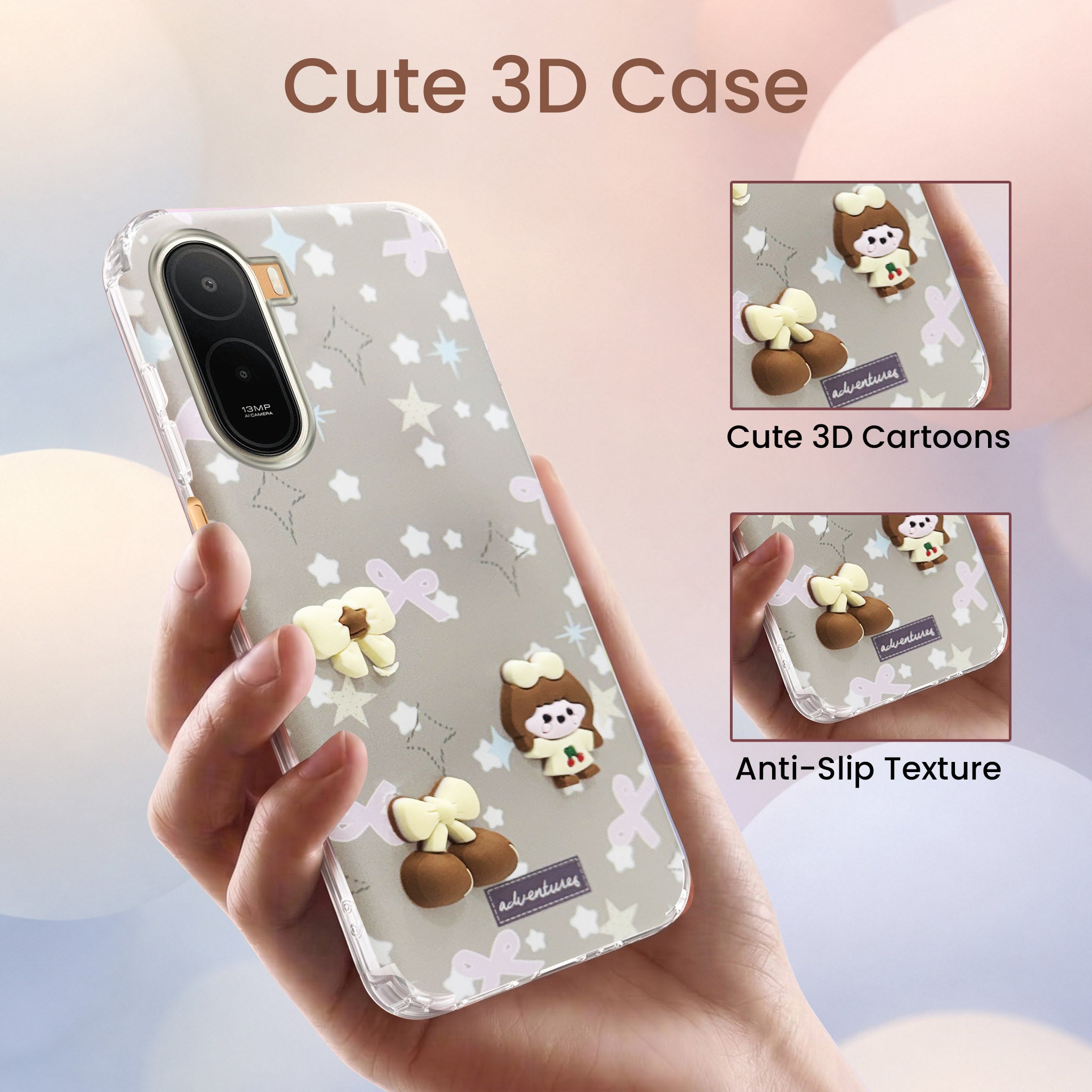 For Redmi A7 Pro 5G Back Cover Case (3D Cute Cartoons | Hard Back Side Soft | Matte Premium Finish | HD Printing)
