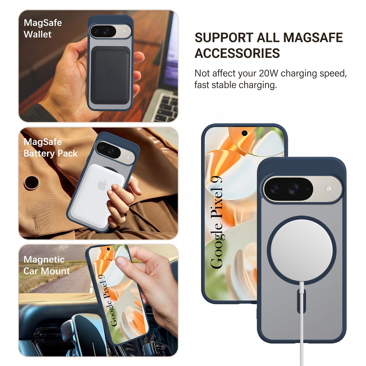 For Google Pixel 9 Matte Finish Back Case Cover (MagSafe Compatible | Translucent Soft Touch | Slim and Unbreakable)