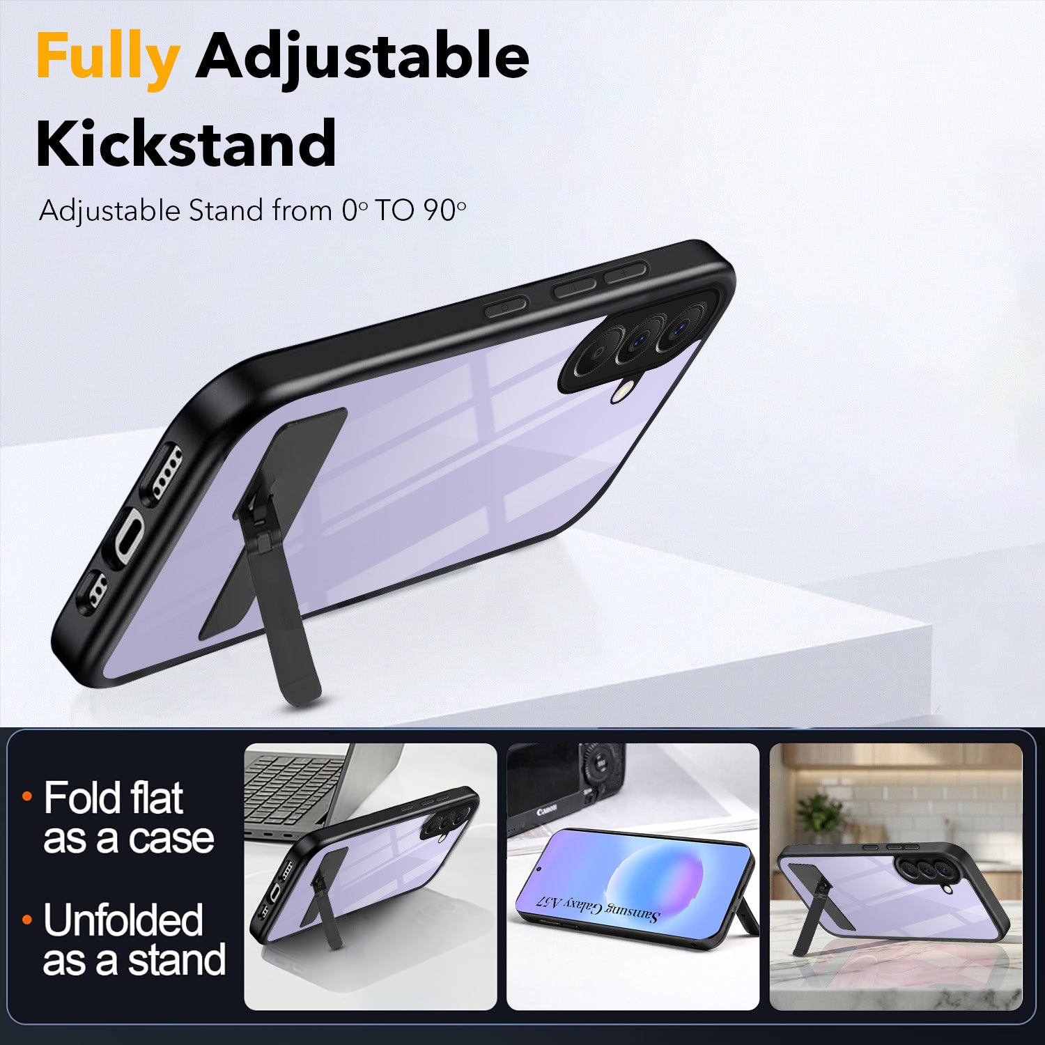 For Samsung Galaxy A57 5G Back Cover Case (Built-in Stand | Lifetime Anti Yellow | Kickstand Shockproof | Camera Protection | MagSafe Compatible)