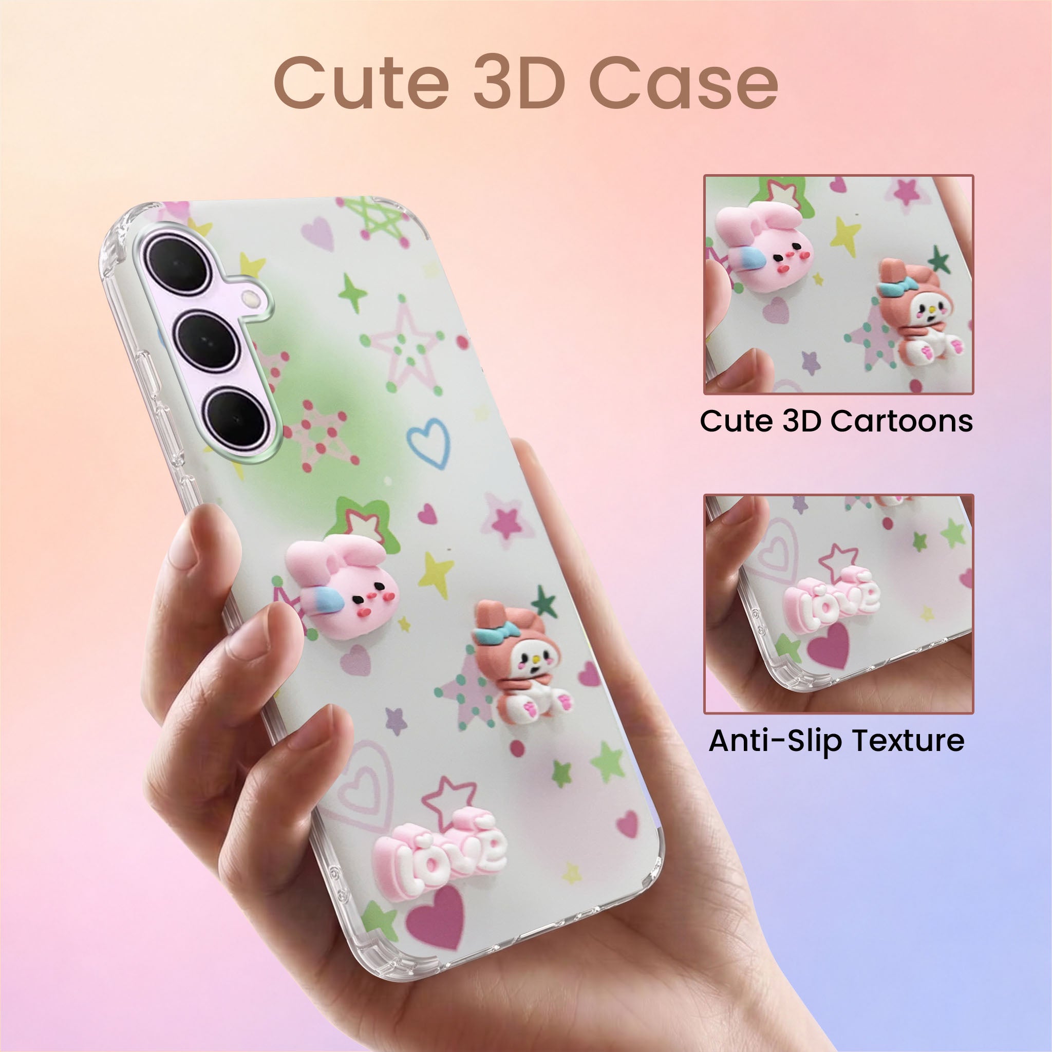 For Samsung Galaxy A35 5G Back Cover Case (3D Cute Cartoons | Hard Back Side Soft | Matte Premium Finish | HD Printing)