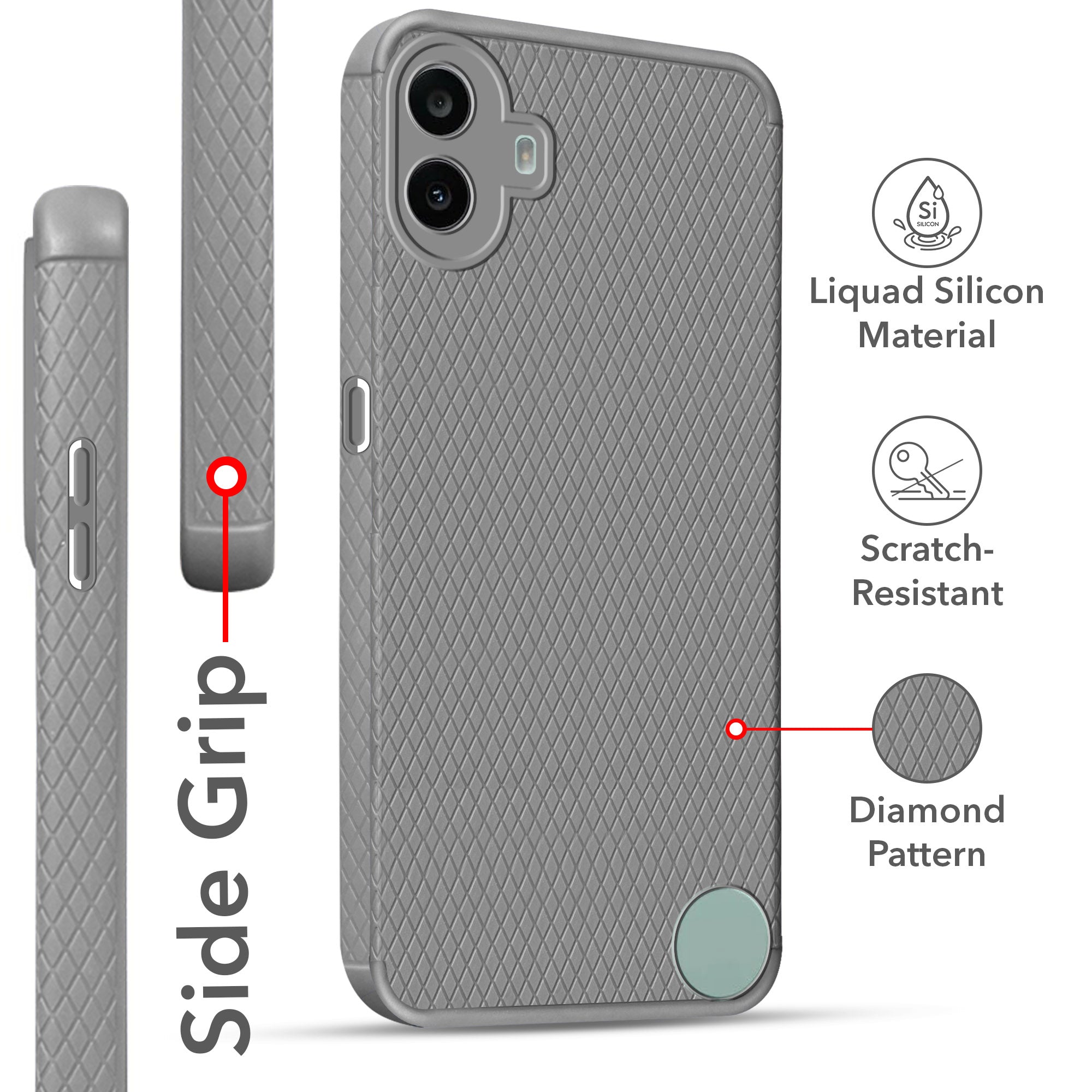 For Nothing CMF Phone 1 Back Cover Case (Liquid Silicone | Side Grip | Camera Protection)
