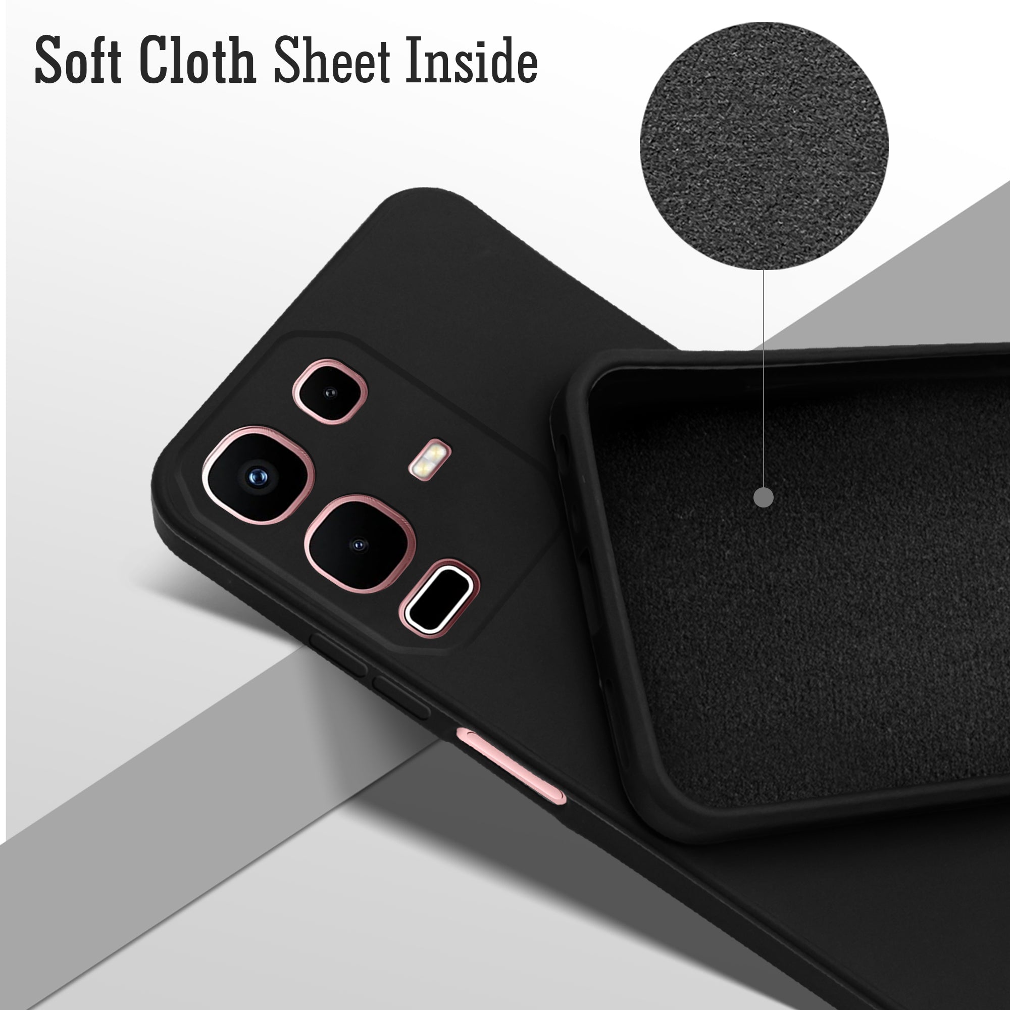 For Infinix Note 50x Back Cover Case (Matte Finish Silicone with Inside Fiber cloth)