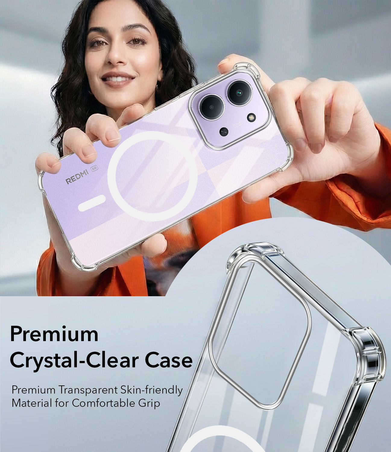 For Redmi 15C Back Cover Shockproof Crystal-Clear (Magsafe Wireless Support | Drop & Camera Protection | Hard Polycarbonate)