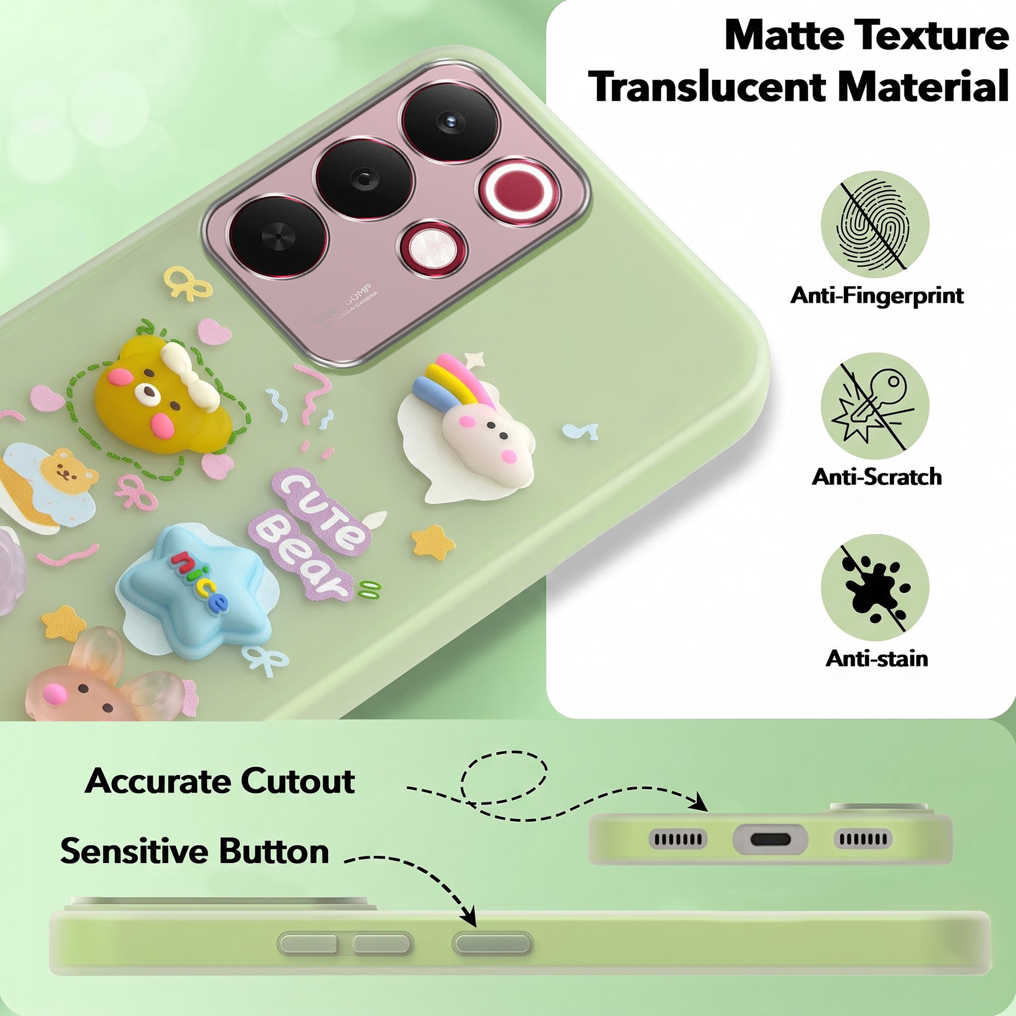 For Realme 15X Back Cover Case (3D Cute Cartoons | Hard Back Side Soft | Matte Premium Finish | HD Printing)