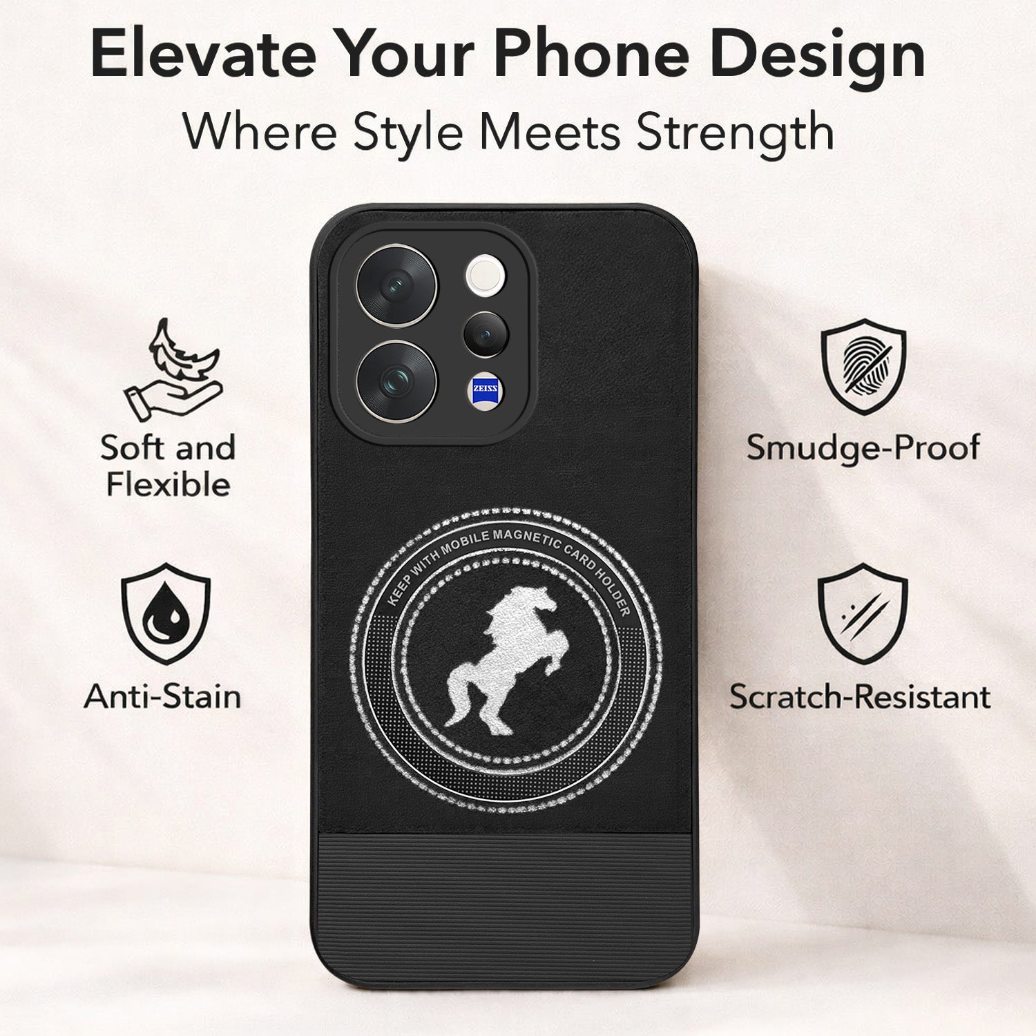For Vivo V70 | Vivo V70 Elite 5G Back Cover Case PU Leather Finish (Professional Minimalist Texture | MagSafe Compatile | Camera Protection | Sleek Sober Formal)