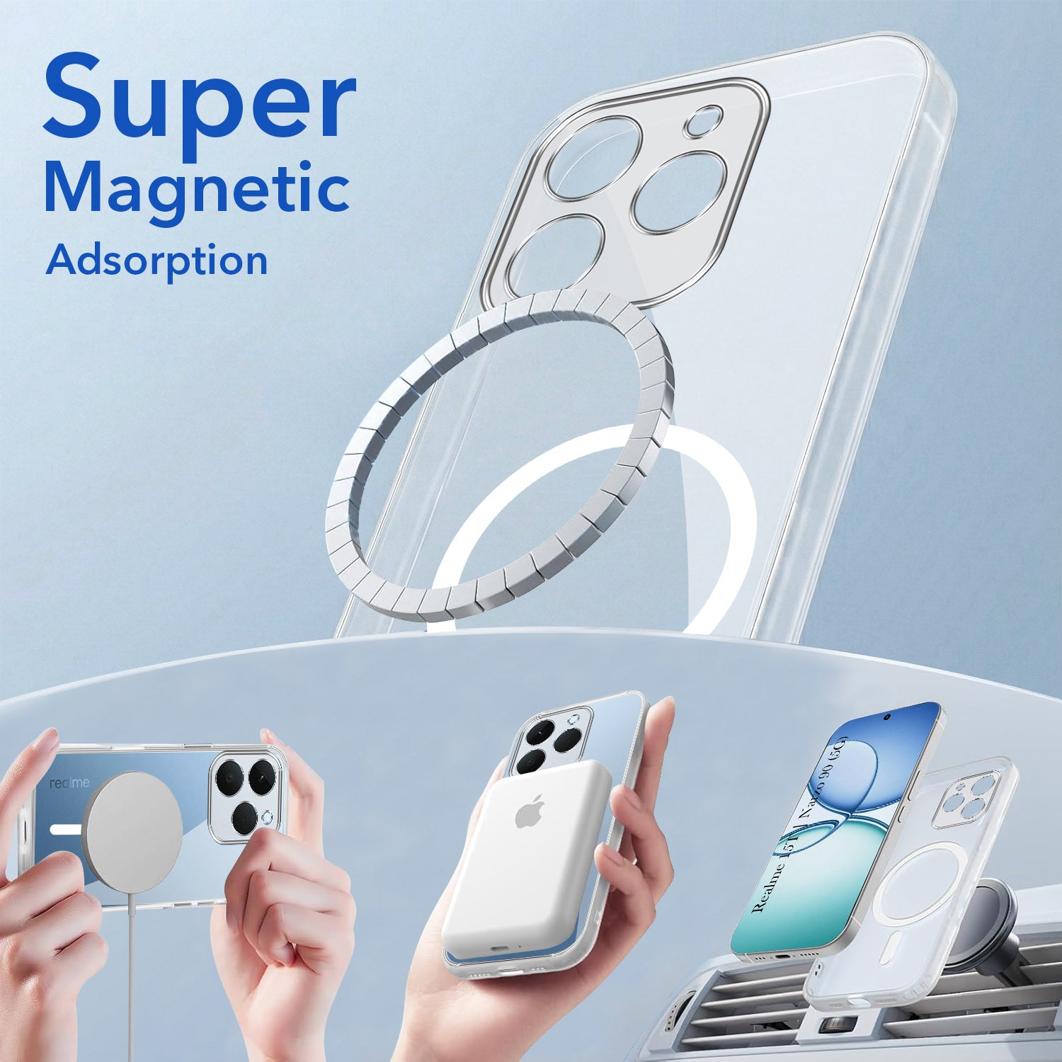 For Realme 15T | Realme Narzo 90 Back Cover Case Lifetime Anti-Yellow MagSafe Compatible Clear (Sleek Hard Crystal | Shockproof and Camera Protection)