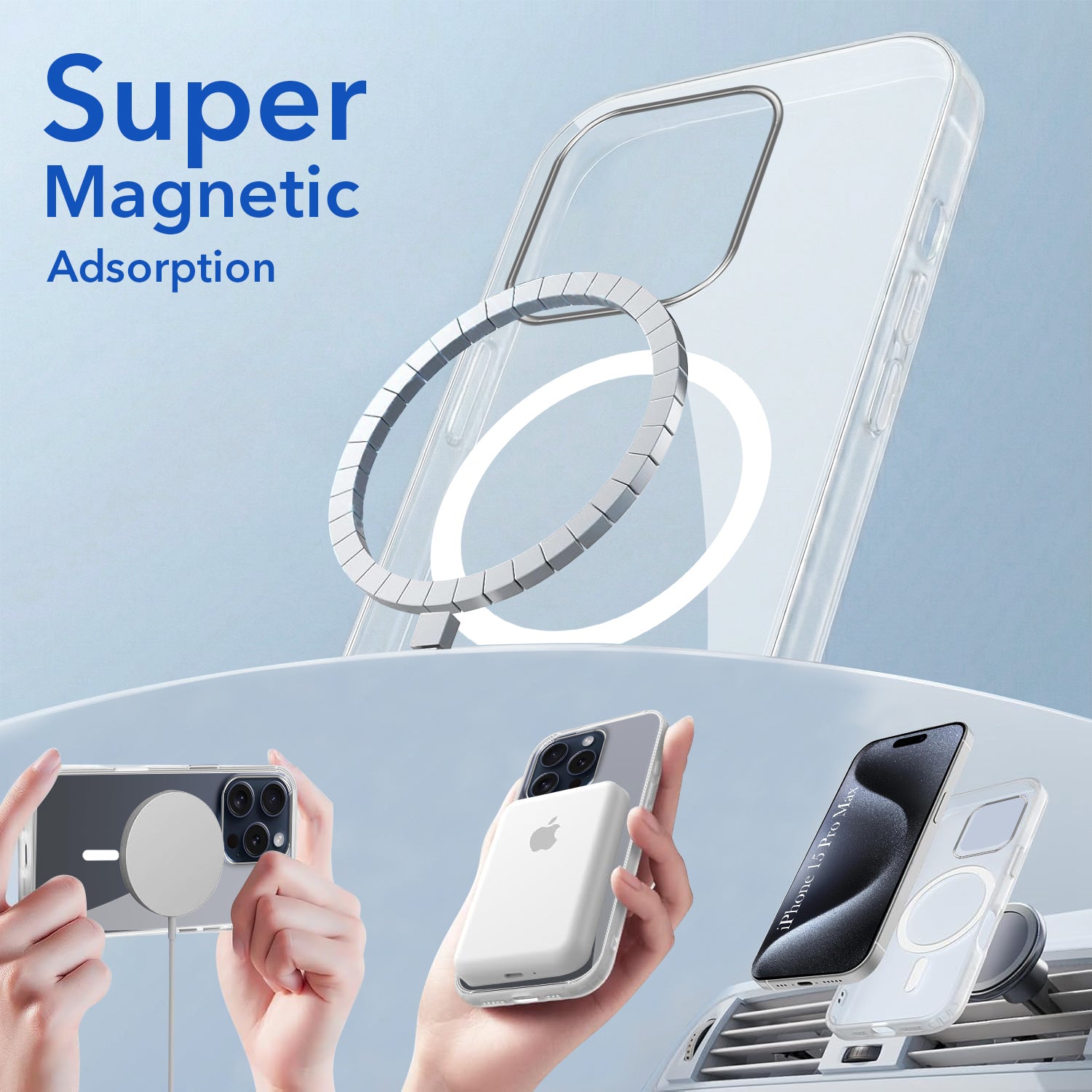 For Apple iPhone 15 Pro Max Back Cover Case Lifetime Anti-Yellow MagSafe Compatible Clear (Sleek Hard Crystal | Camera Protection and Shockproof)