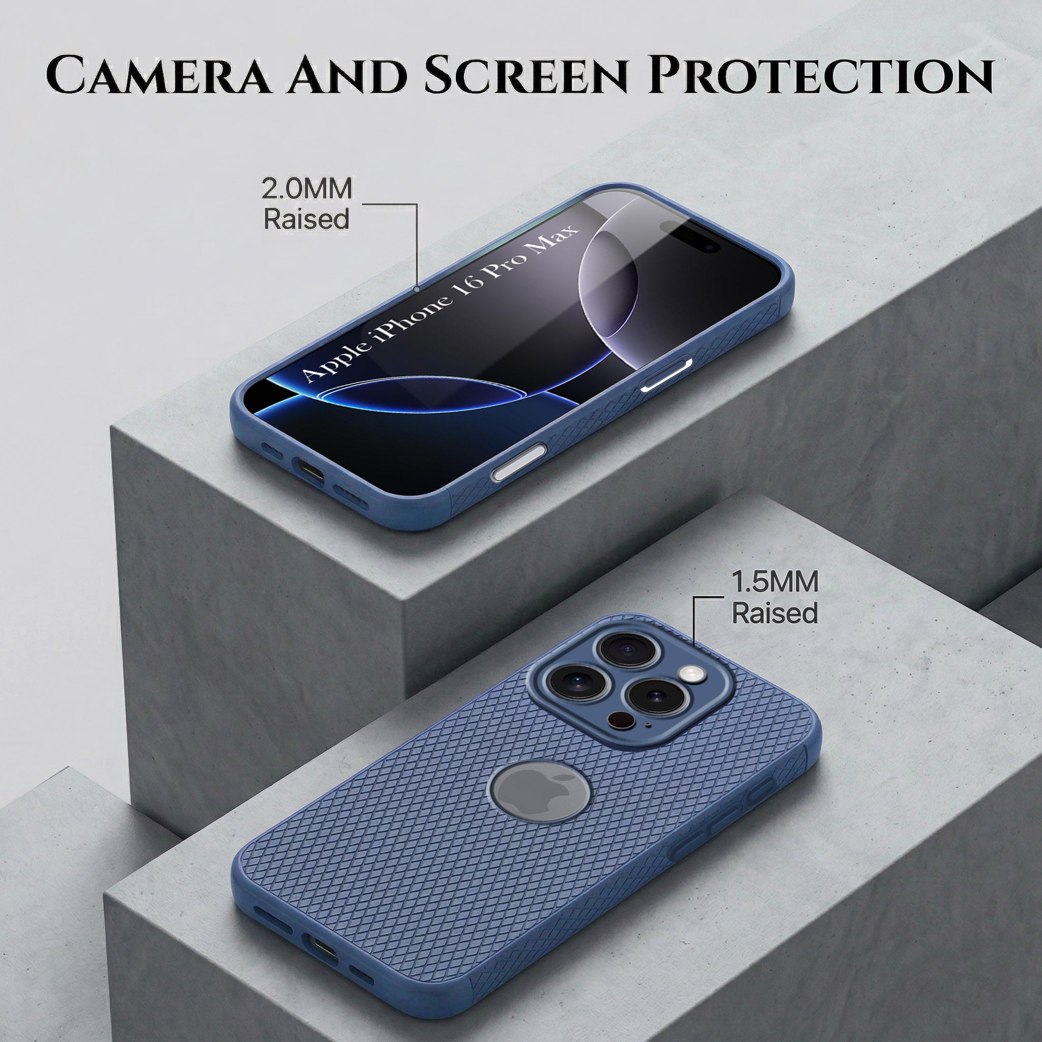 For Apple iPhone 16 Pro Max Combo with Back Cover and 9H Tempered Glass (Liquid Silicone | Camera Protection | Oleophobic Coating Screen Glass)