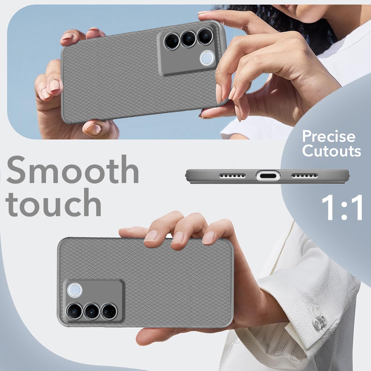 For Vivo V29 | Vivo V29 Pro 5G Back Cover Case (Liquid Silicone | Side Grip | Camera Protection)