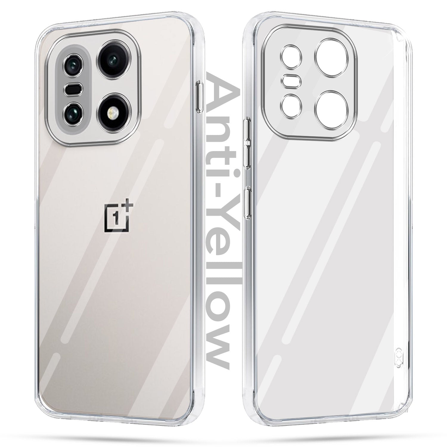 For OnePlus 15 5G Combo with Back Cover and 9H Tempered Glass (Lifetime Anti-Yellow | Sleek Hard Crystal | Oleophobic Coating Screen Glass)