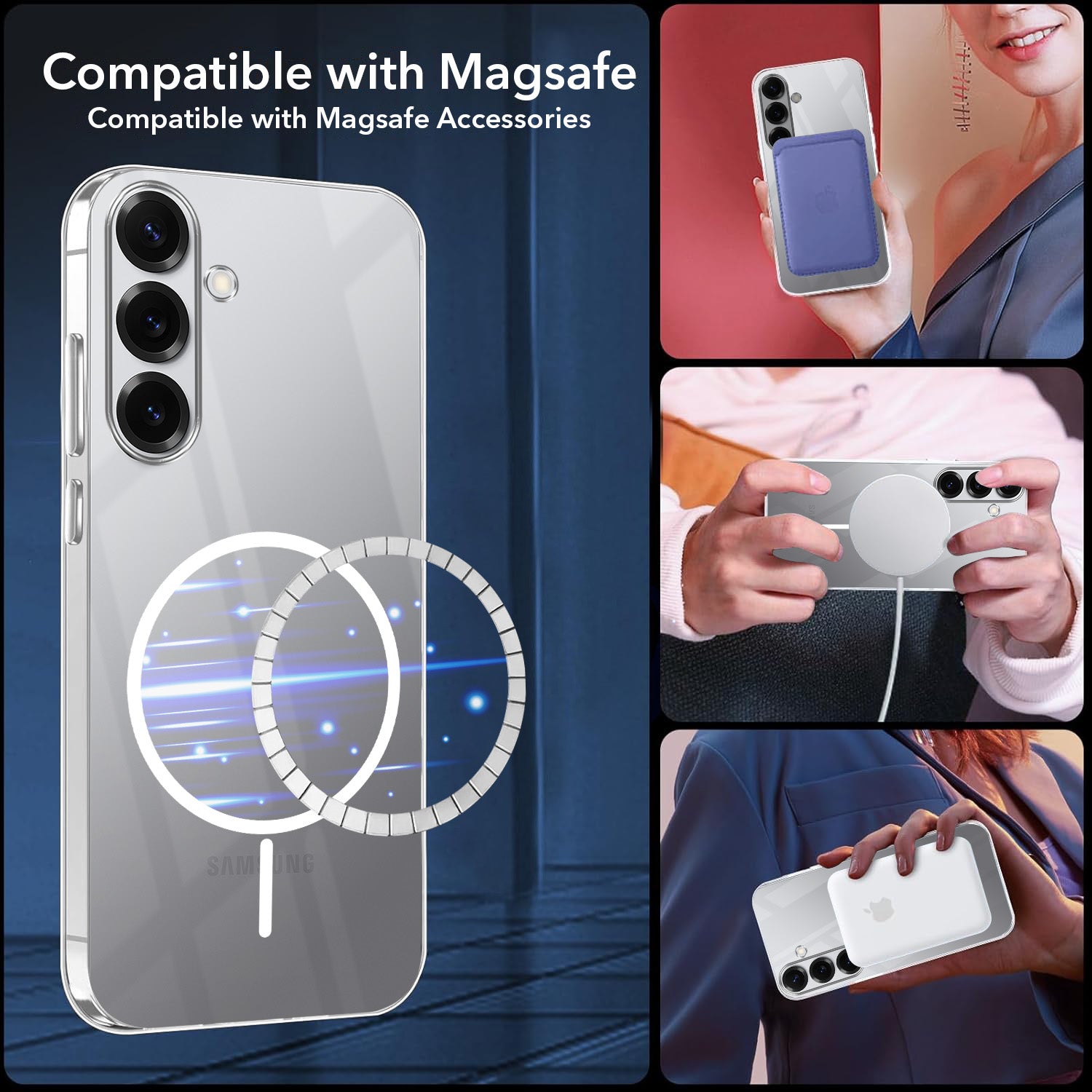 For Samsung Galaxy S25 Plus Back Cover Case Crystal Anti Yellow(MagSafe Wireless Charging Support |Camera Protection Bump)