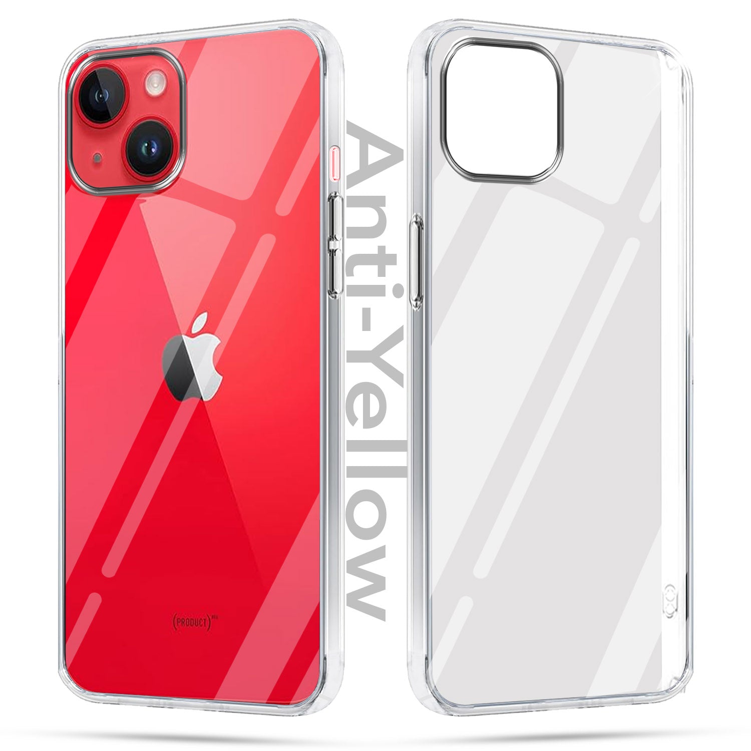 For Apple iPhone 14 Combo with Back Cover and 9H Tempered Glass (Lifetime Anti-Yellow | Sleek Hard Crystal | Oleophobic Coating Screen Glass)