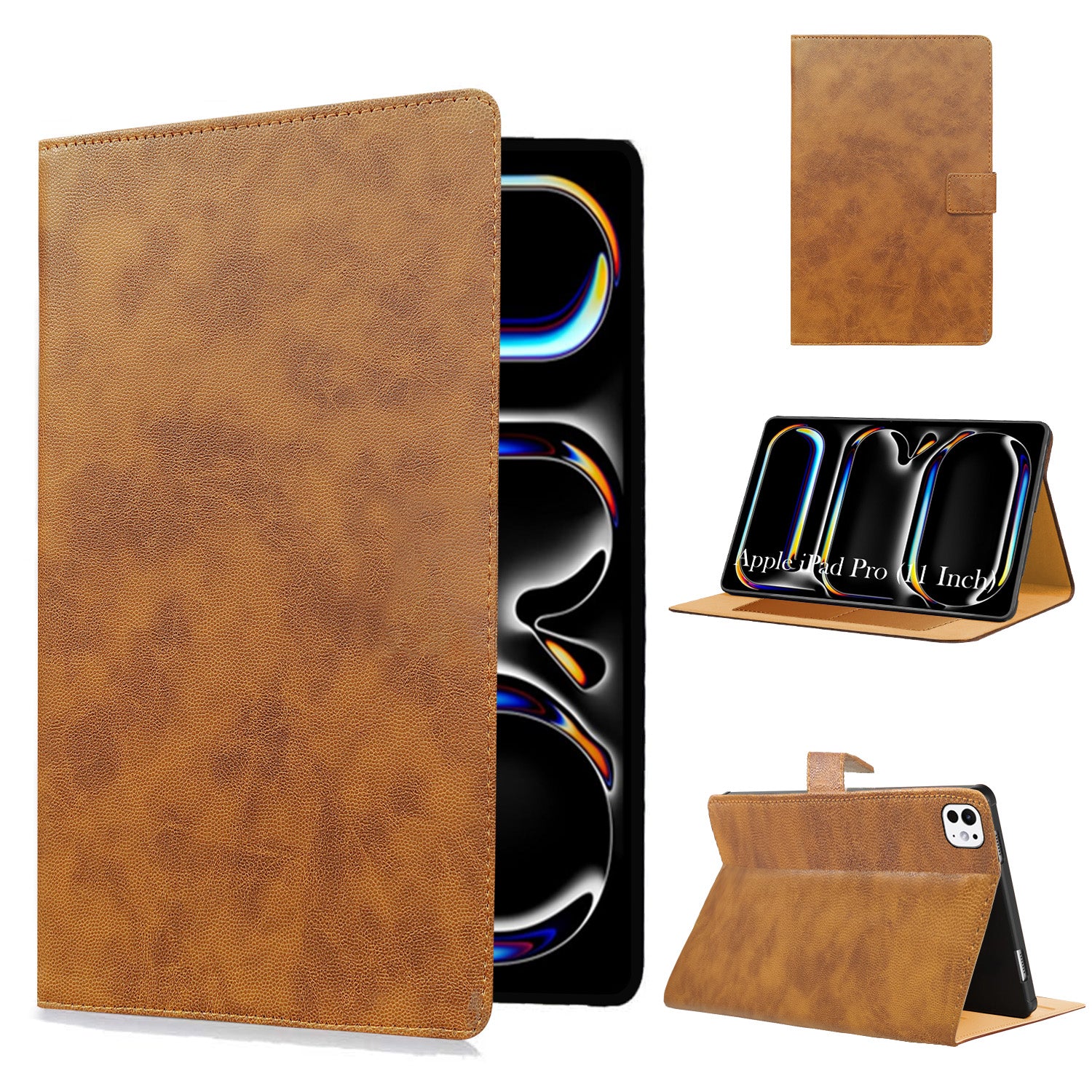 For Apple iPad Pro 11 Inch (2024) Flip Cover Folio Cover A2836/A2837/A3006/iPad16,3/6,4 (PU Leather | Multi-Angle Smart Stand | Card Storage Slots | Silicone Back Pouch)