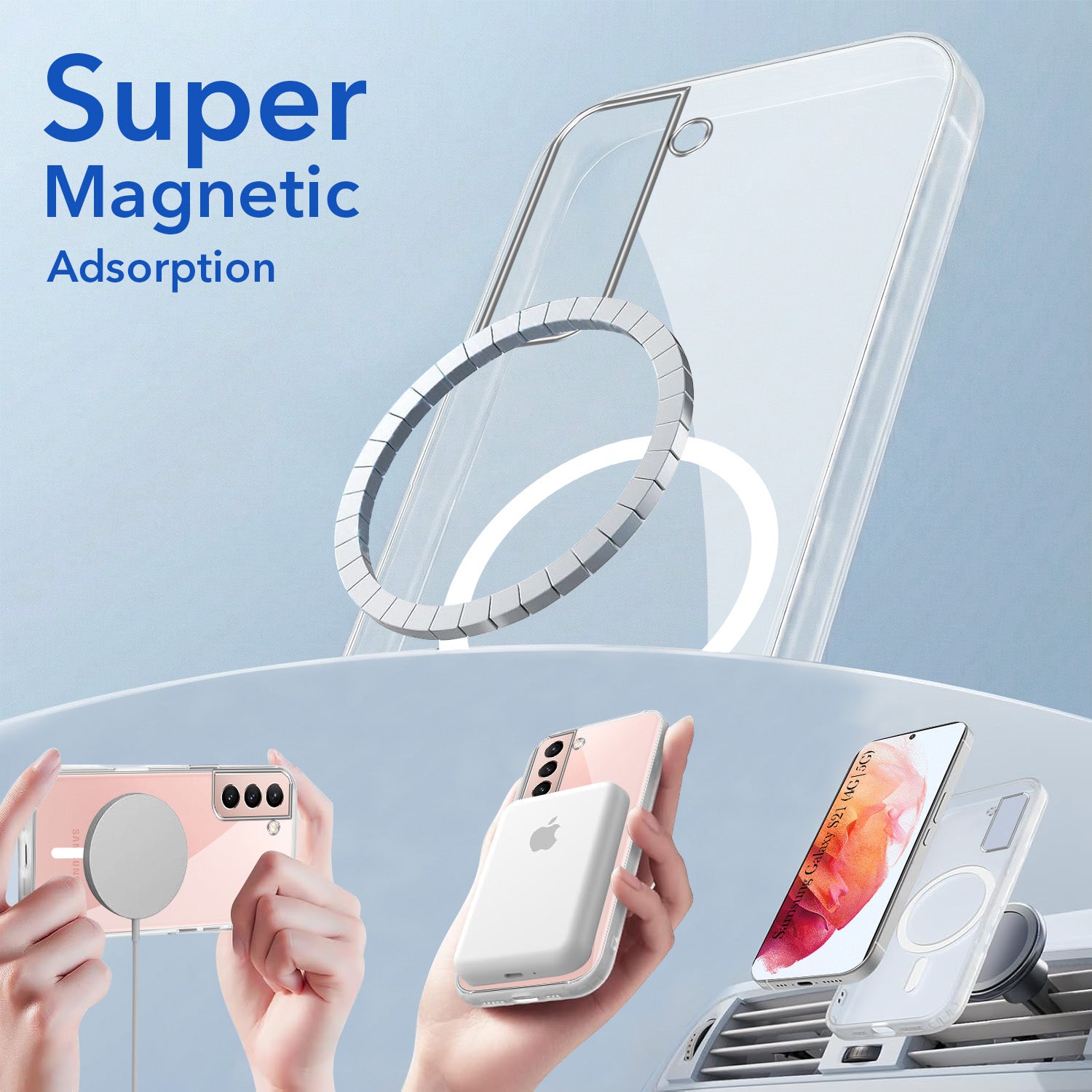 For Samsung Galaxy S21 5G | S21 4G Back Cover Case Lifetime Anti-Yellow MagSafe Compatible Clear (Sleek Hard Crystal | Shockproof and Camera Protection)