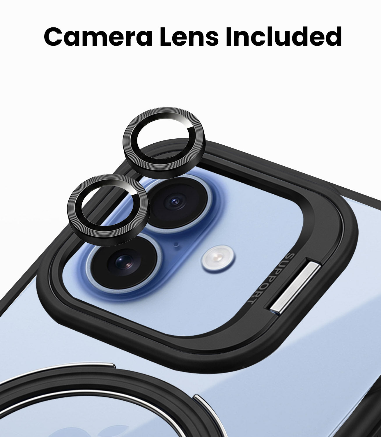 For Apple iPhone 17 Back Cover Case Crystal (Lifetime Anti Yellow | Magnetic Ring Stand | Camera Lens Protection | MagSafe Compatible)