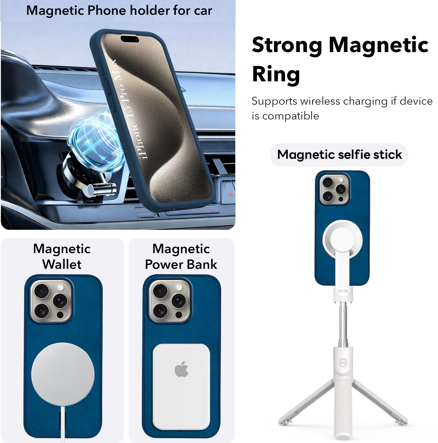 For Apple iPhone 15 Pro Max Back Cover Case (Sleek Leather Finish | MagSafe Compatible Wireless Charging | Camera Bump Protection)