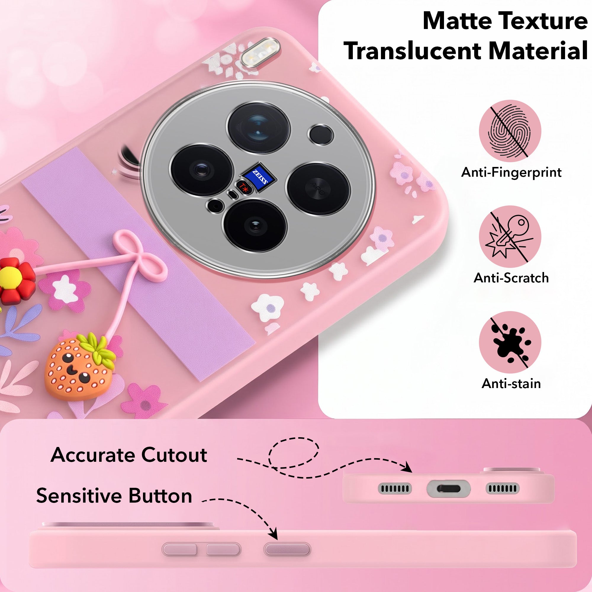 For Vivo X300 Pro Back Cover Case (3D Cute Cartoons | Hard Back Side Soft | Matte Premium Finish | HD Printing) (Copy)