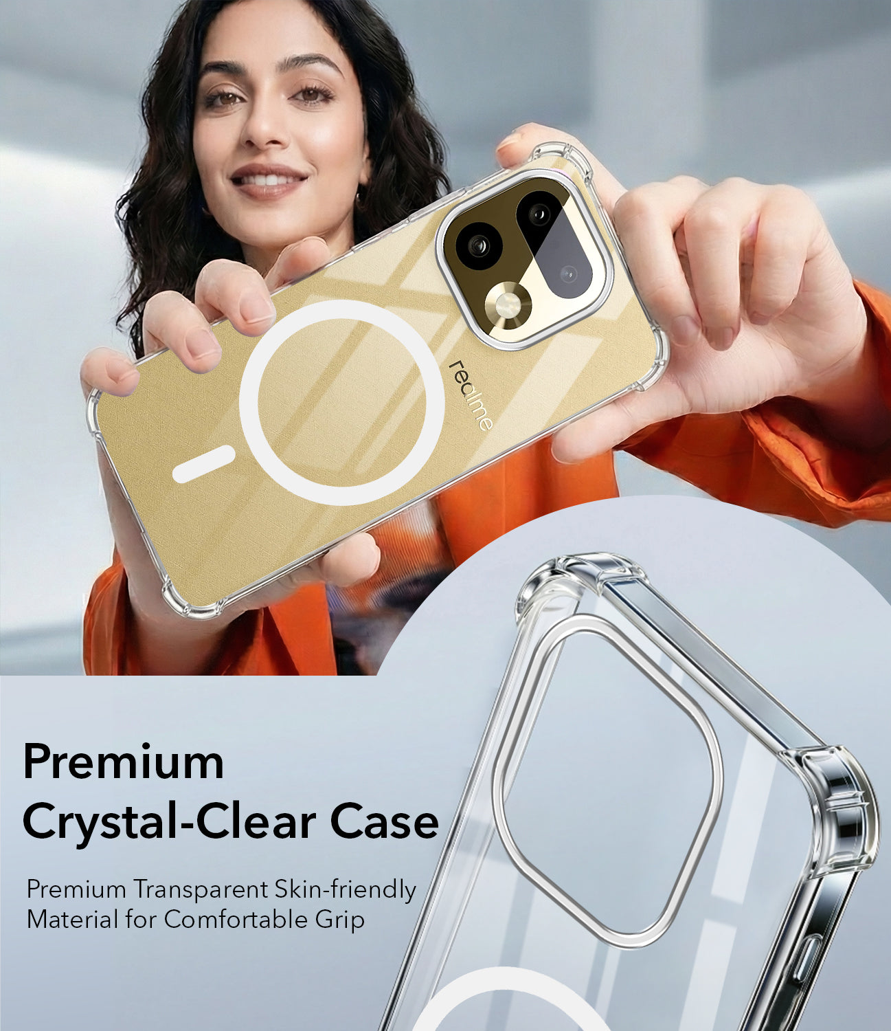 For Realme 16 Pro Plus 5G Back Cover Shockproof Crystal-Clear (Magsafe Wireless Support | Drop & Camera Protection | Hard Polycarbonate)