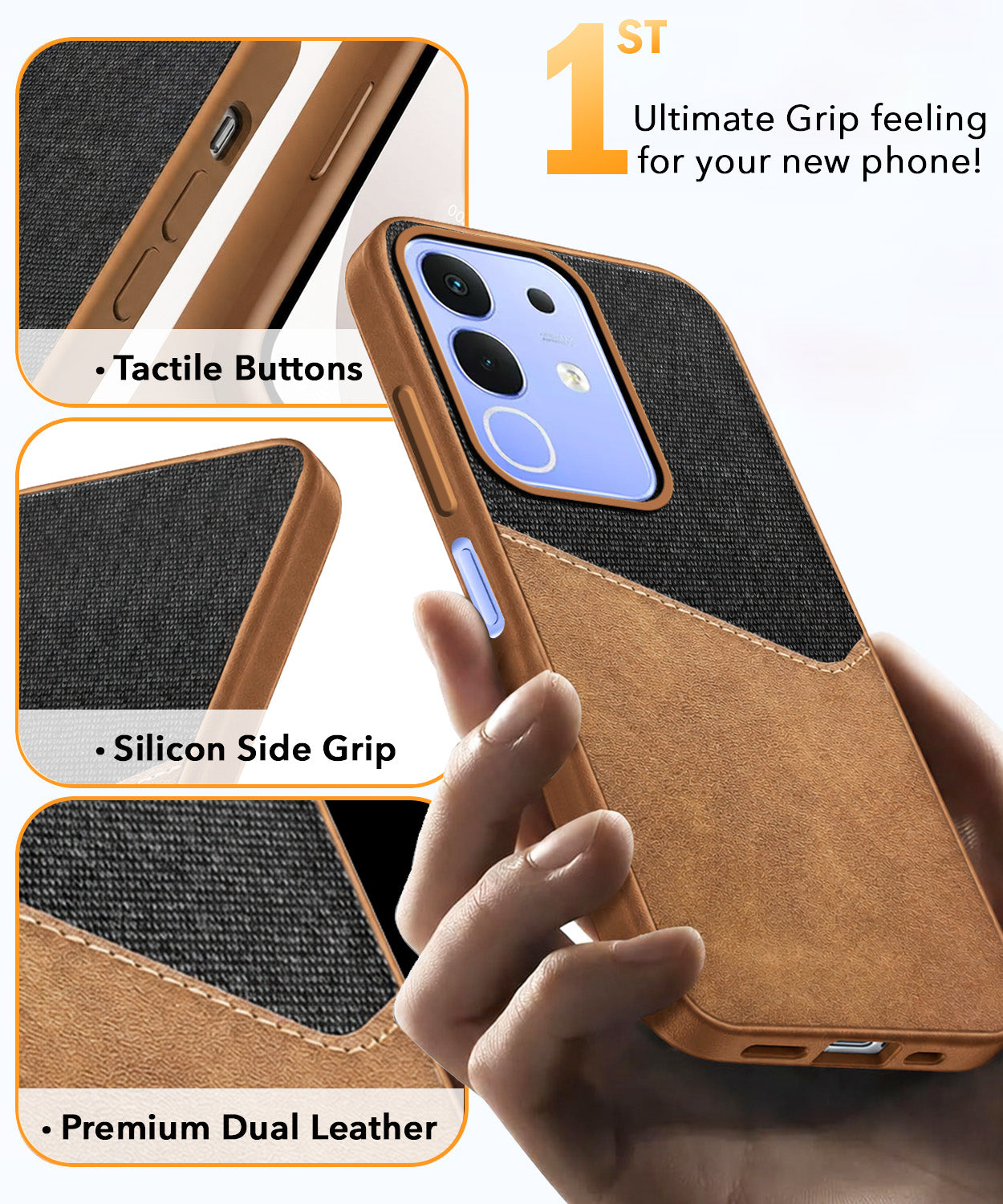 For Vivo iQOO Z10x Back Cover Case (Dual PU Leather Stitch | Professional Minimalist | Soft and Flexible)