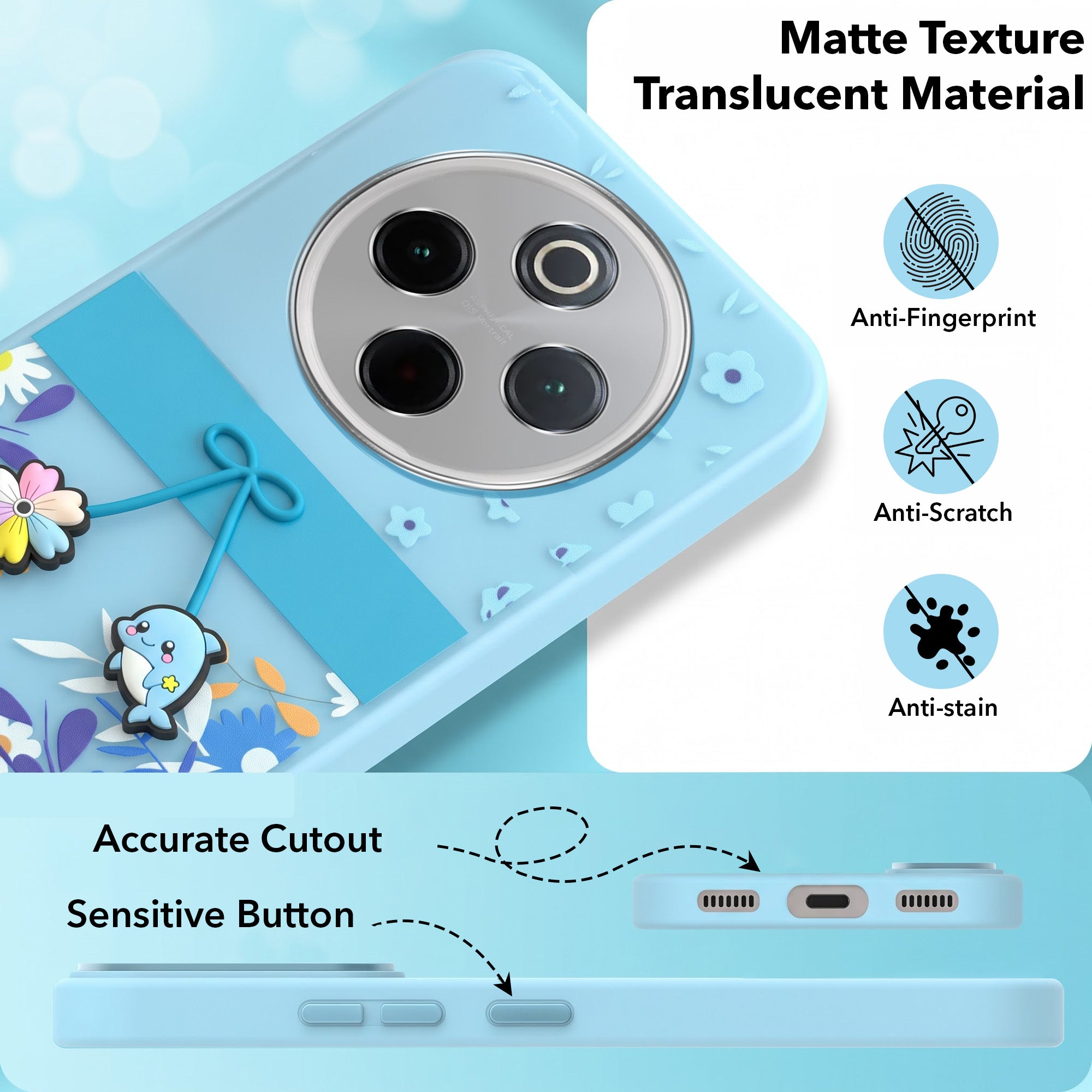 For Vivo iQOO Z10 Back Cover Case (3D Cute Cartoons | Hard Back Side Soft | Matte Premium Finish | HD Printing)