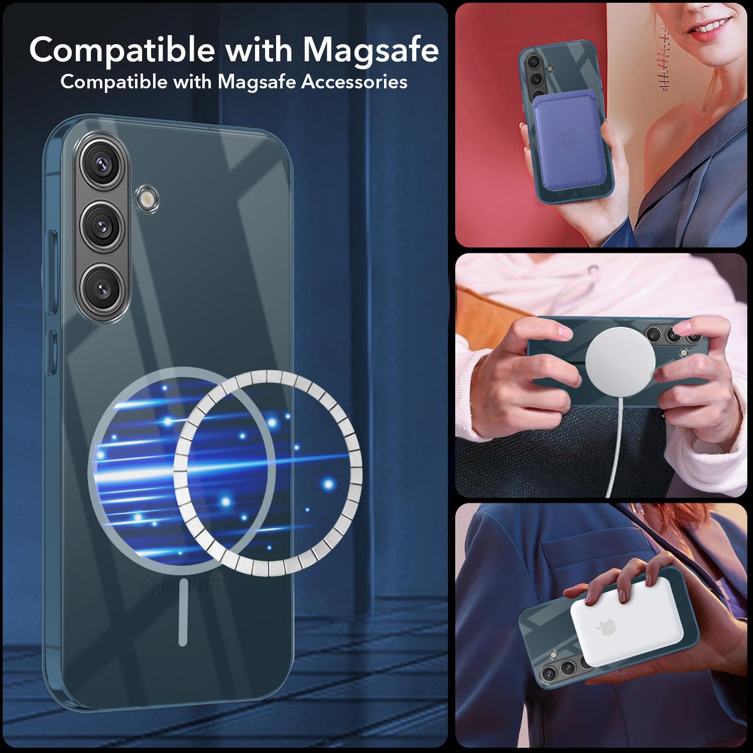 For Samsung Galaxy S24 Back Cover Case (Crystal Clear Case | MagSafe Wireless Charging Support | Hard Anti Yellow | Camera Protection Bump)