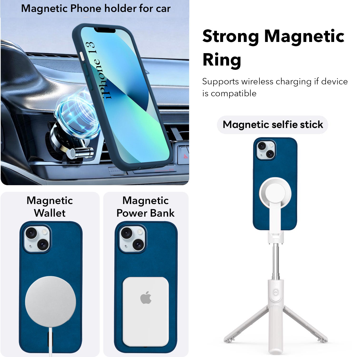 For Apple iPhone 13 Back Cover Case (Sleek Leather Finish | MagSafe Compatible Wireless Charging | Camera Bump Protection)