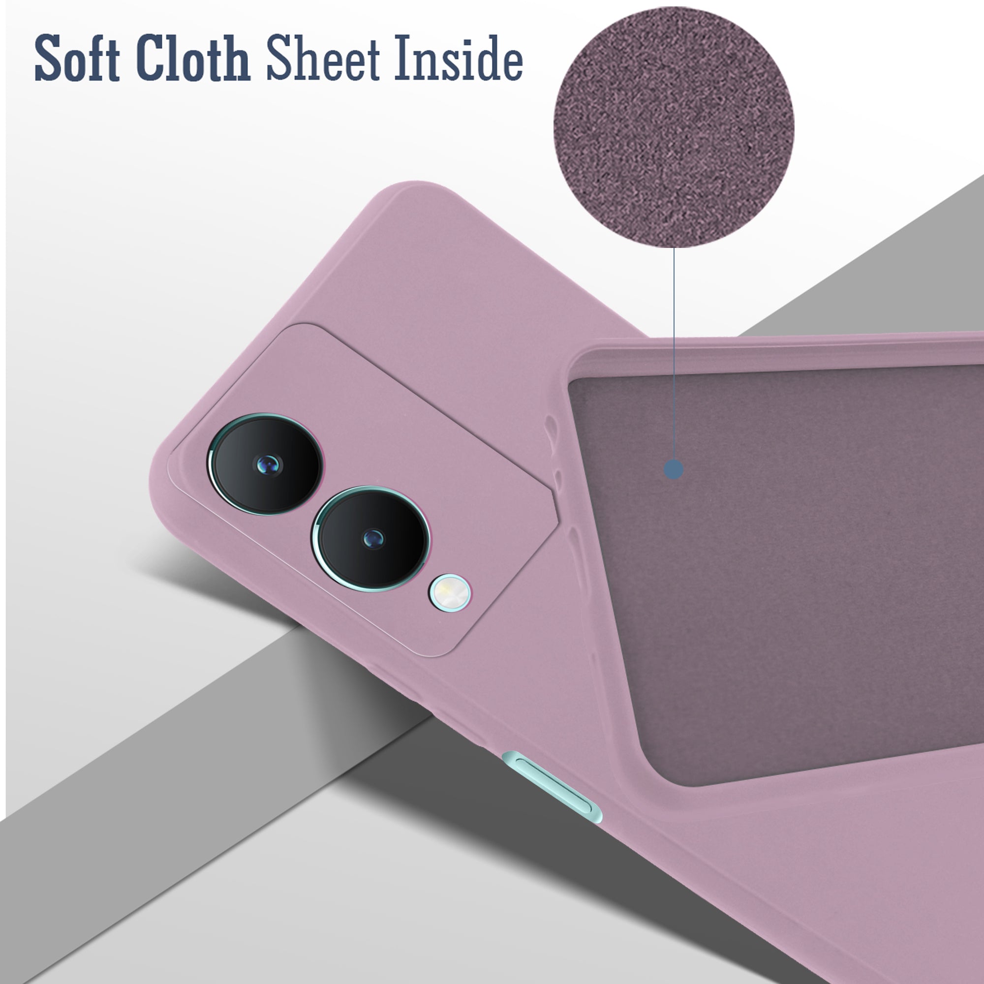 For Vivo Y17s Back Cover Case (Matte Finish Silicone with Inside Fiber Cloth)