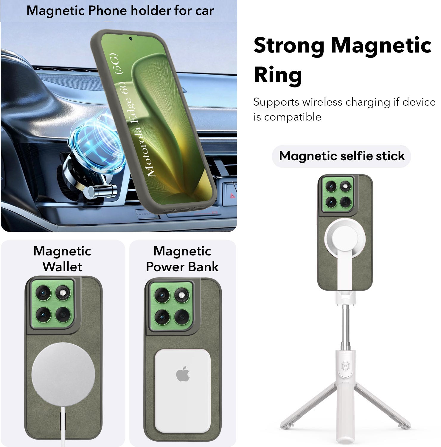 For Motorola Moto Edge 60 Back Cover Case Leather Finish (MagSafe Compatible Wireless Charging | Soft Touch | Camera Bump Protection)