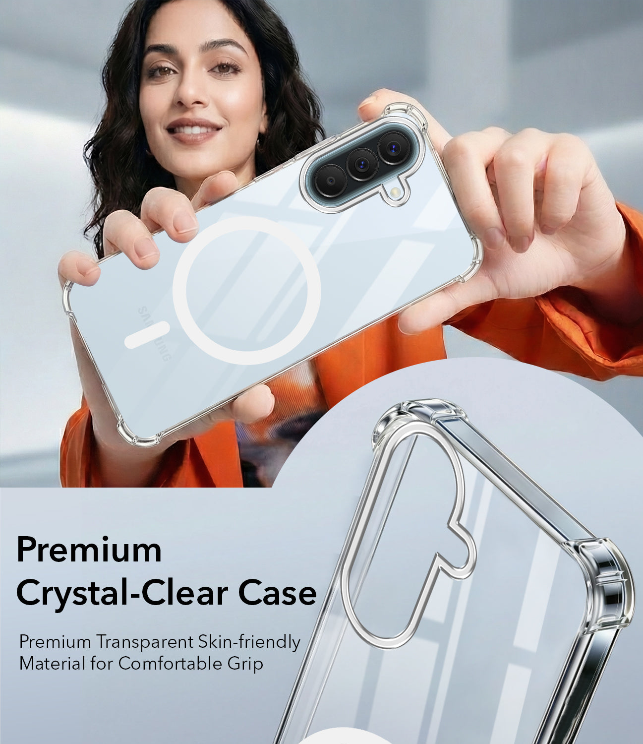 For Samsung Galaxy A57 5G Back Cover Shockproof Crystal-Clear (Magsafe Wireless Support | Drop & Camera Protection | Hard Polycarbonate)