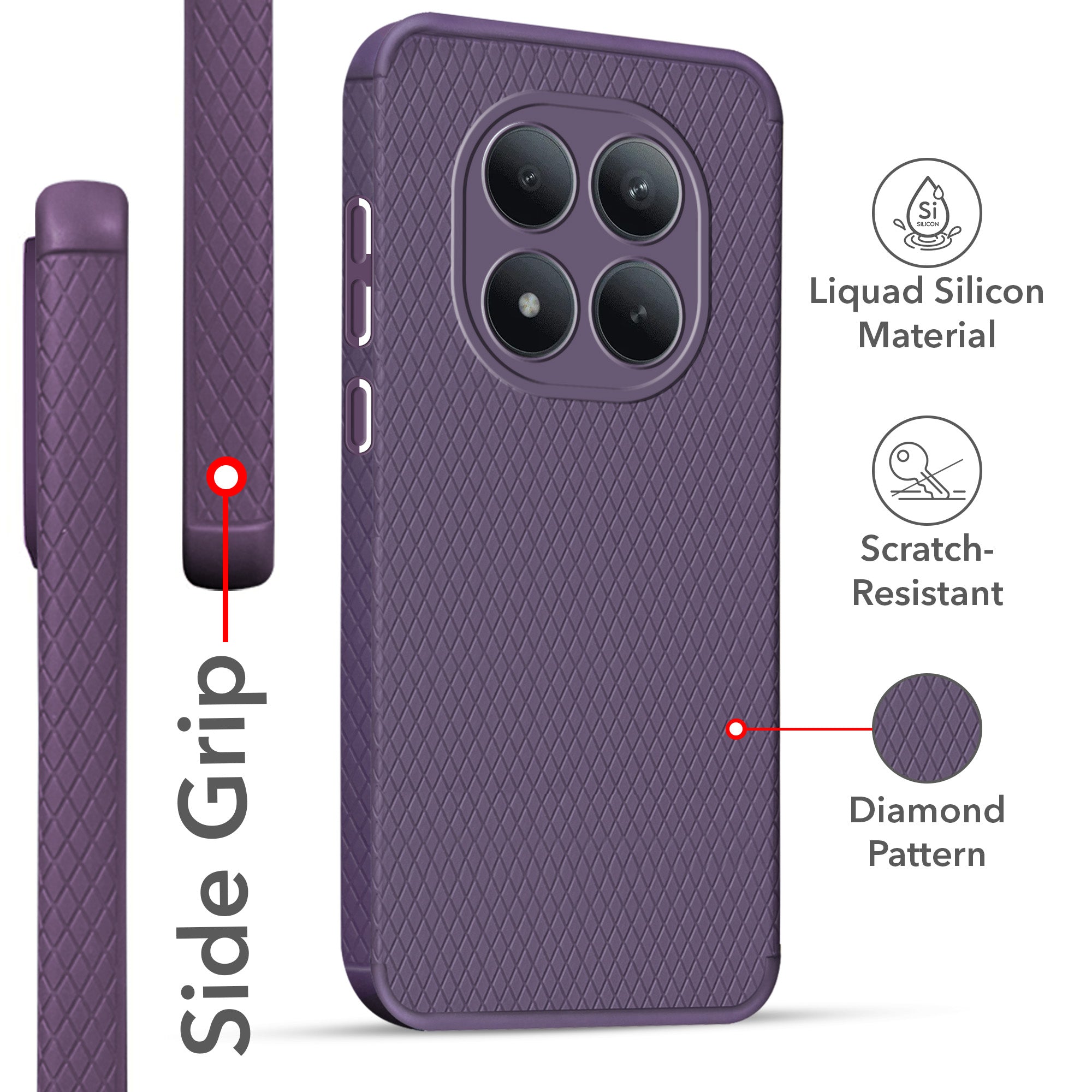 For Xiaomi Redmi Note 15 Pro Plus 5G Back Cover Case Liquid Silicone (Camera Protection | Side Grip Texture | Soft and Flexible)