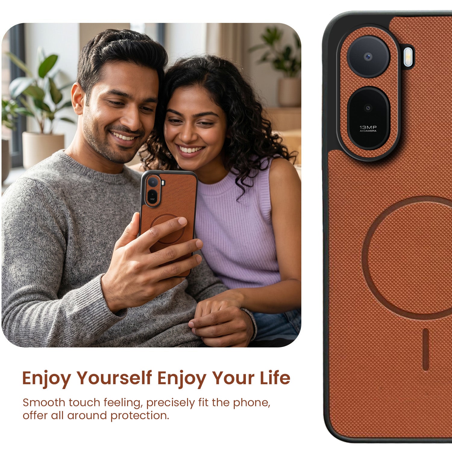 For Redmi A7 Pro 5G Back Cover Case PU Leather (Texture Grip Design | Professional Minimalist | Camera Protection | Soft and Flexible)