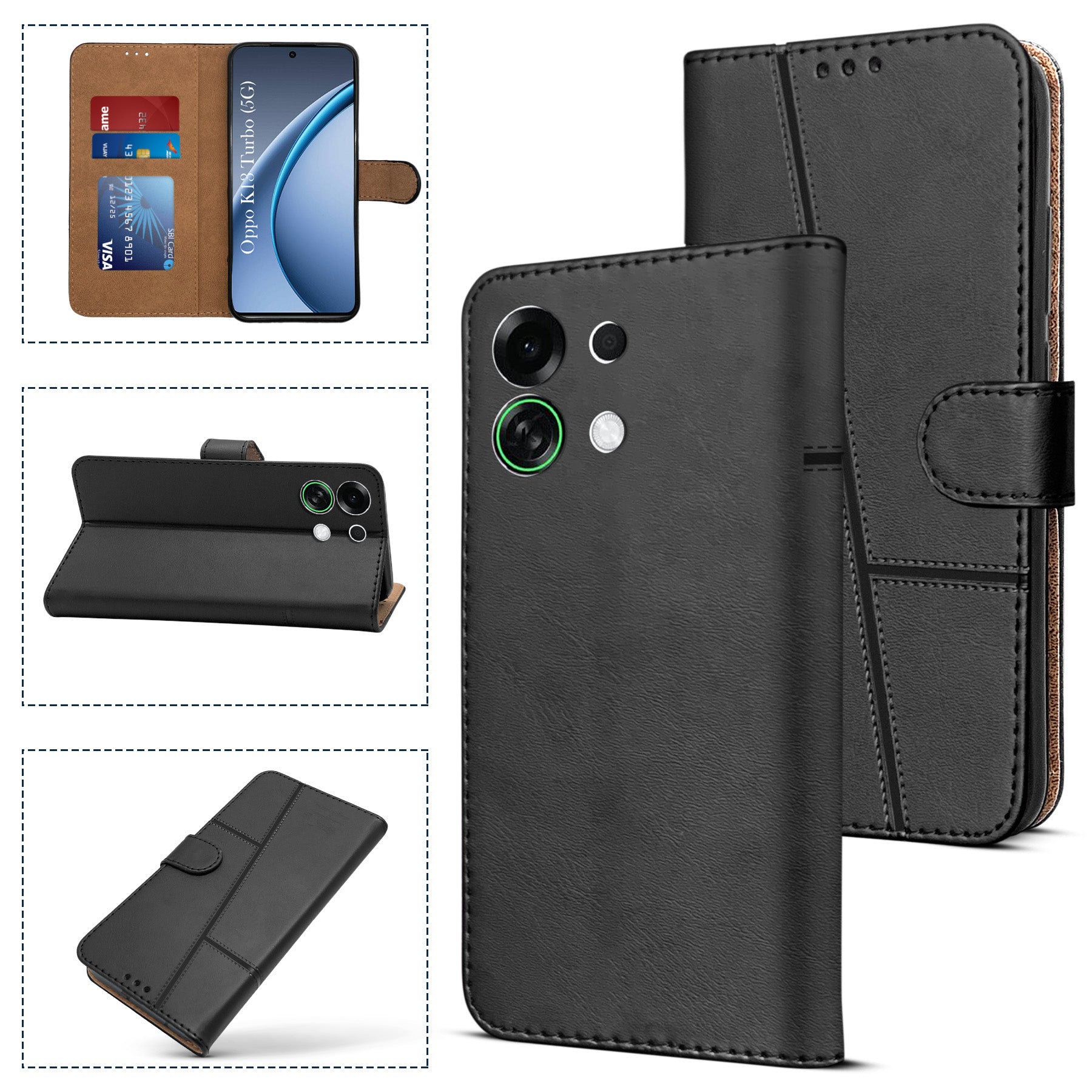 For Oppo K13 Turbo | Oppo K13 Turbo Pro Flip Cover Case (Stitched Leather with Magnetic Closure)