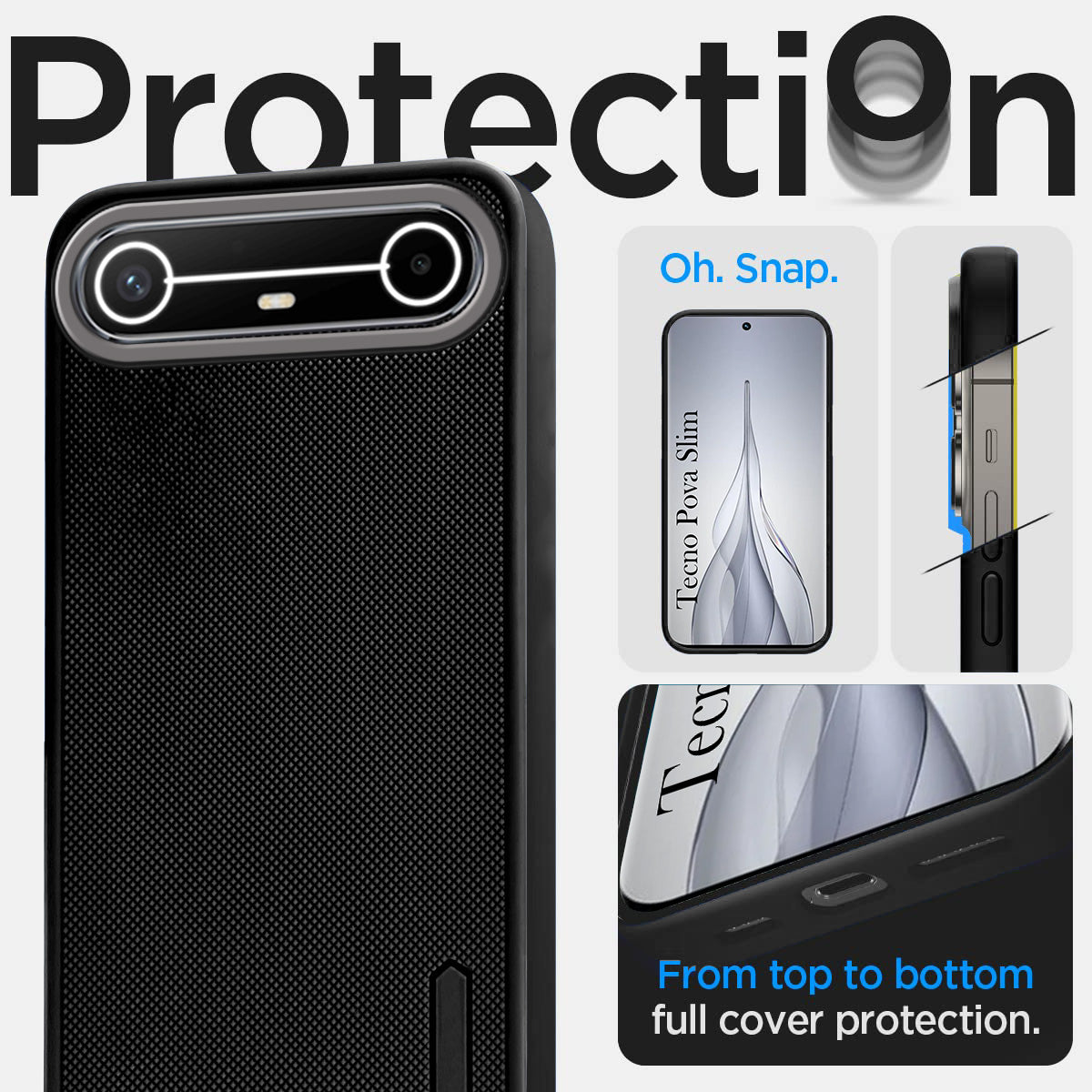 For Tecno Pova Slim Back Cover Case (Textured Grip Design | Micro-Fiber Cloth Inside | Slim and Light Weight | Soft Touch and Feel)