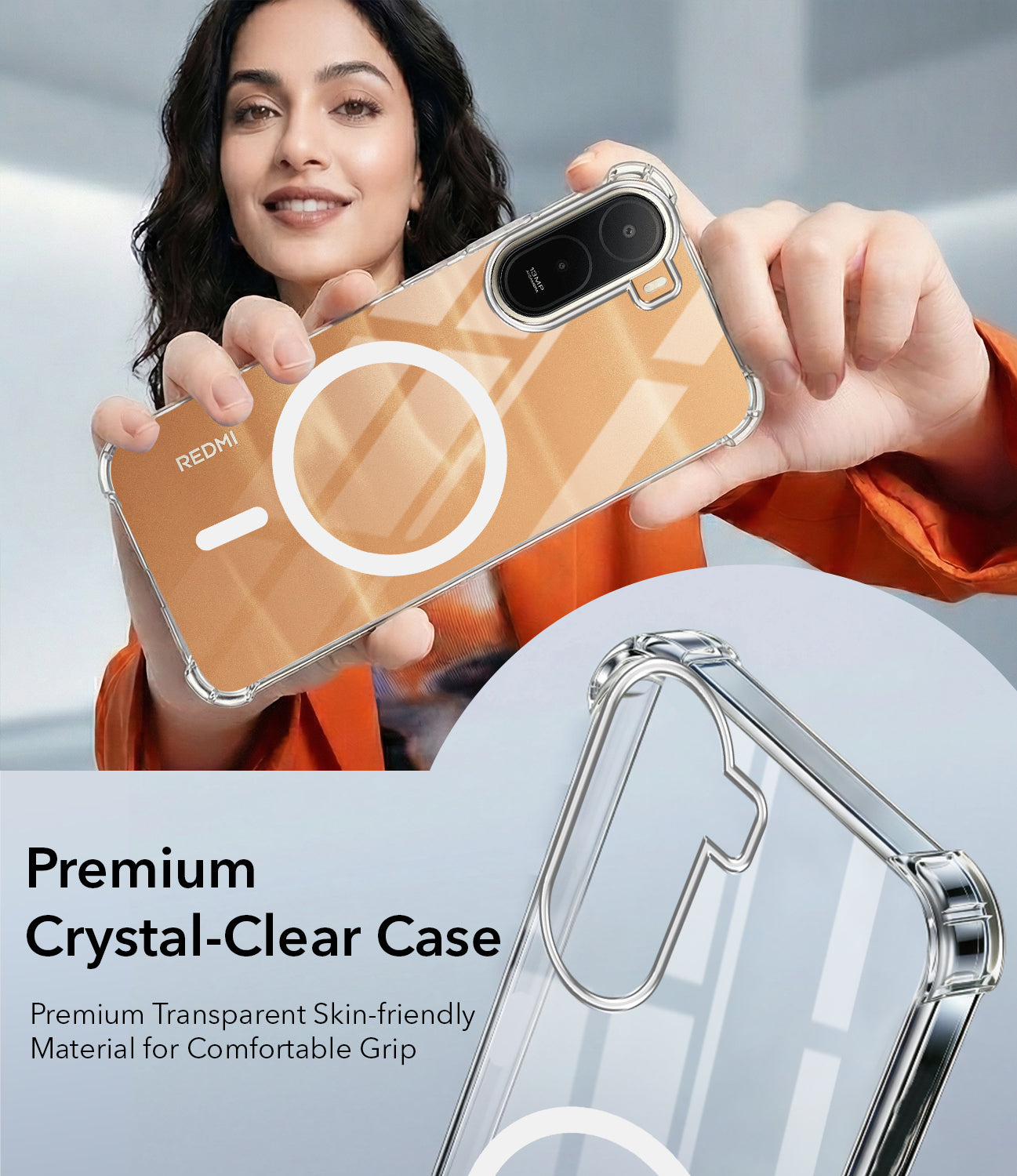 For Redmi A7 Pro 5G Back Cover Shockproof Crystal-Clear (Magsafe Wireless Support | Drop & Camera Protection | Hard Polycarbonate)