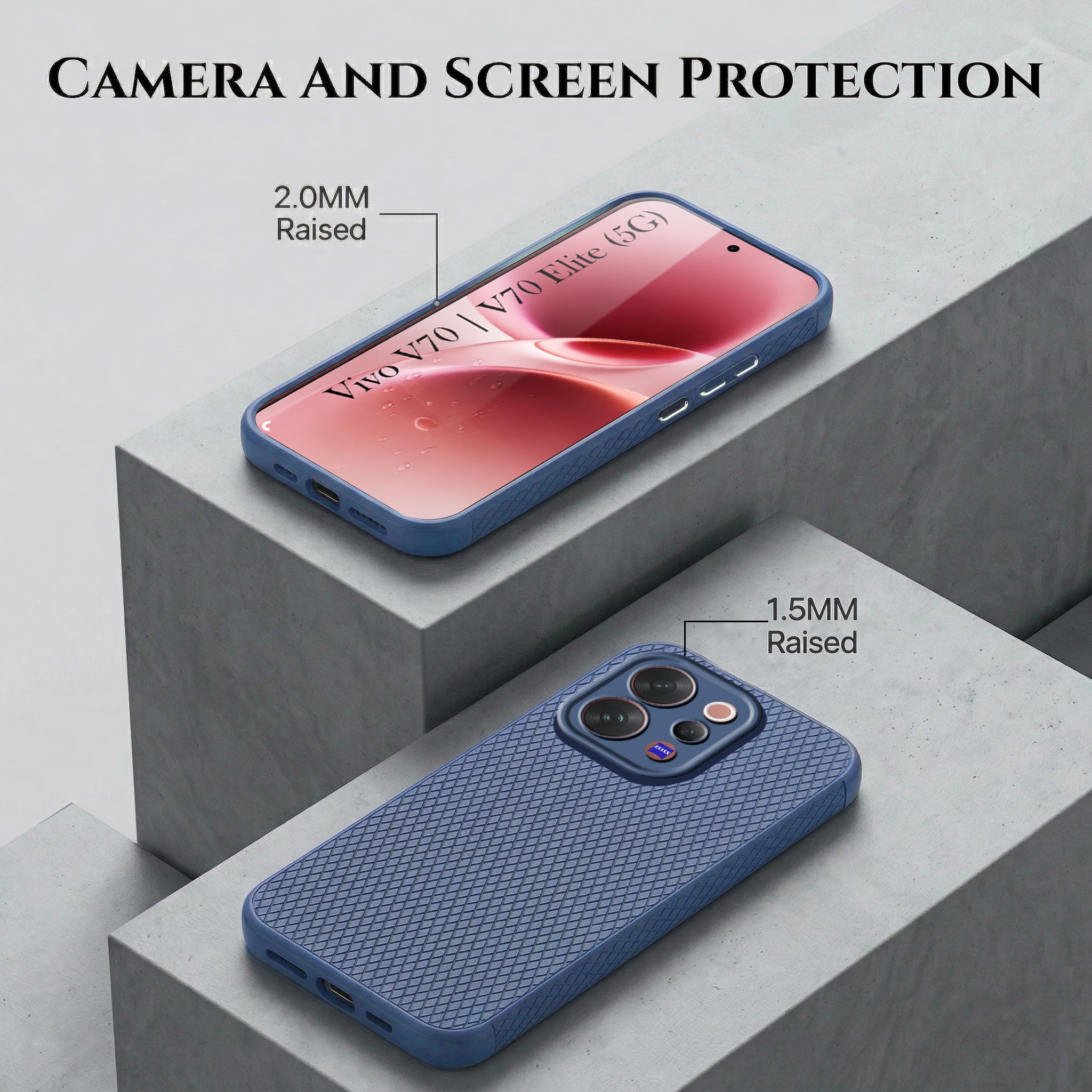 For Vivo V70 | Vivo V70 Elite 5G Combo with Back Cover and 9H Tempered Glass (Liquid Silicone | Camera Protection | Oleophobic Coating Screen Glass)