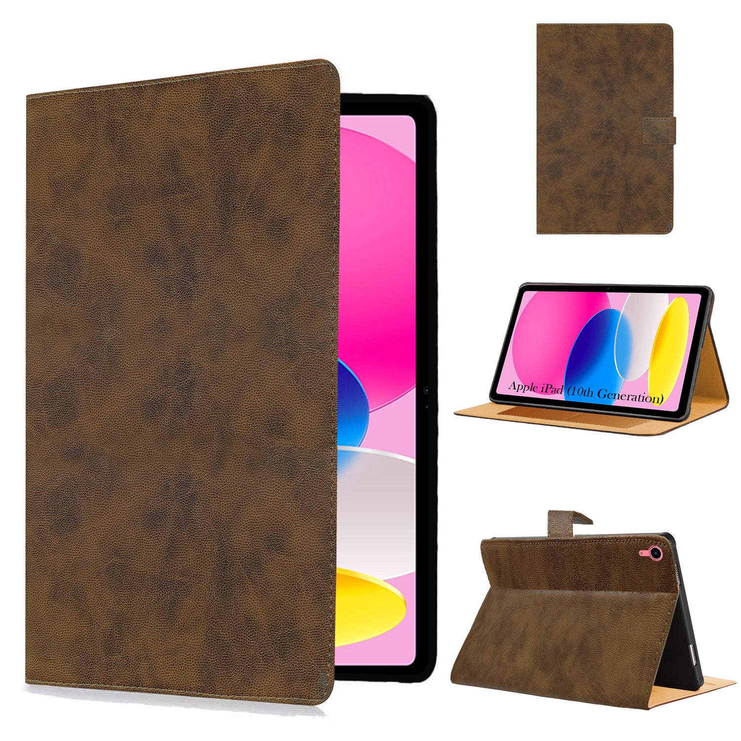 For Apple iPad  Flip Cover Folio Cover (10th Generation) 10.9 Inch A3162/A2757/A2777/A2696/iPad13/18/iPad13/19 (PU Leather | Multi-Angle Smart Stand | Card Storage Slots | Silicone Back Pouch)