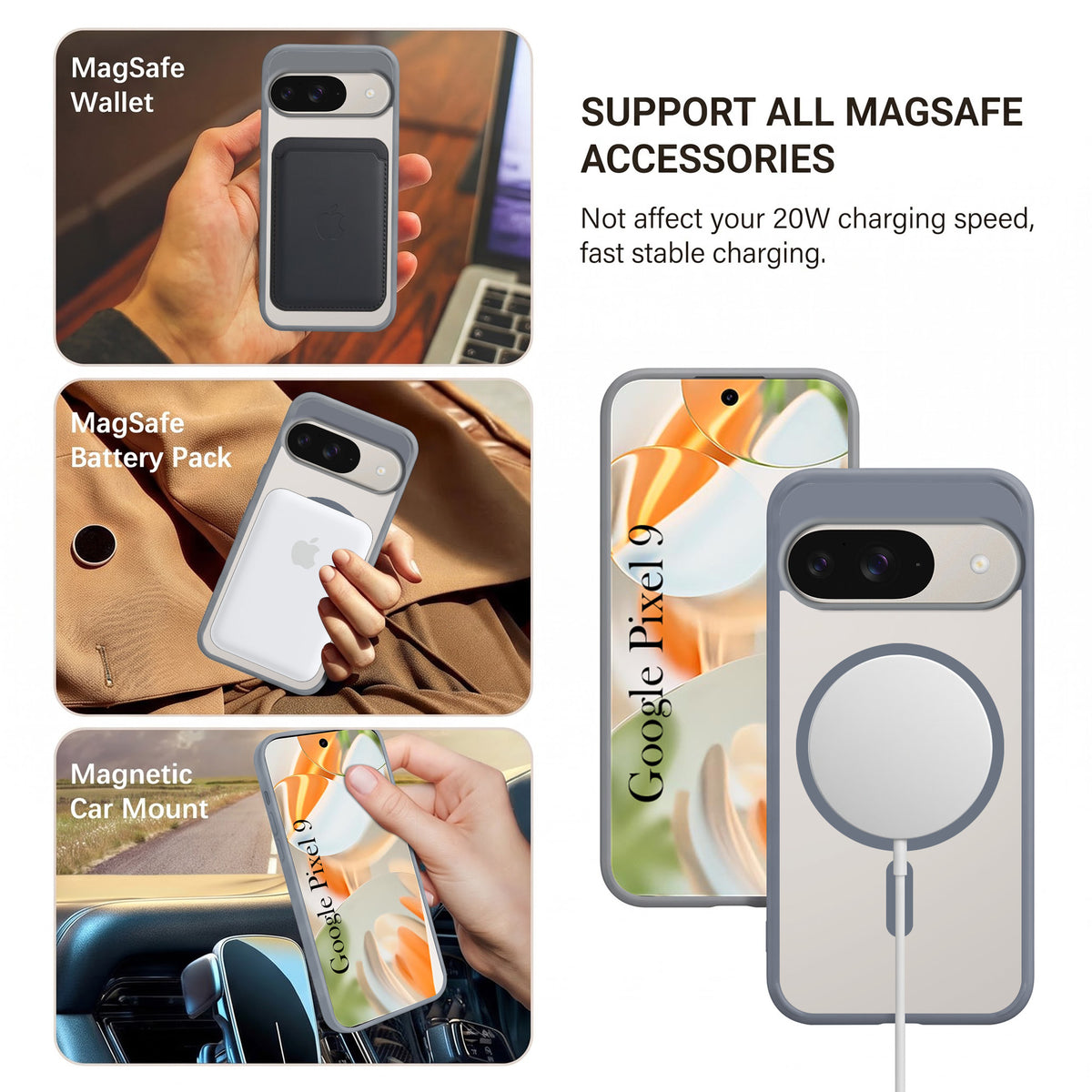 For Google Pixel 9 Matte Finish Back Case Cover (MagSafe Compatible | Translucent Soft Touch | Slim and Unbreakable)