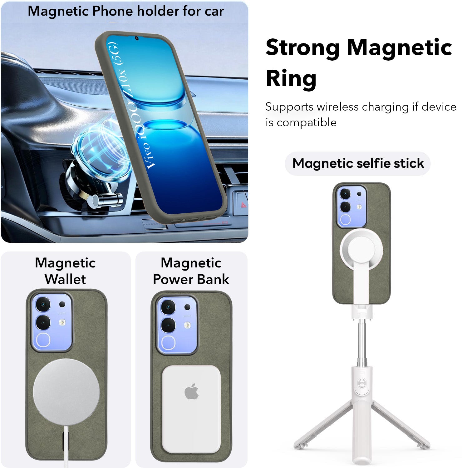 For Vivo iQOO Z10x Back Cover Case Leather Finish (MagSafe Compatible Wireless Charging | Soft Touch | Camera Bump Protection)