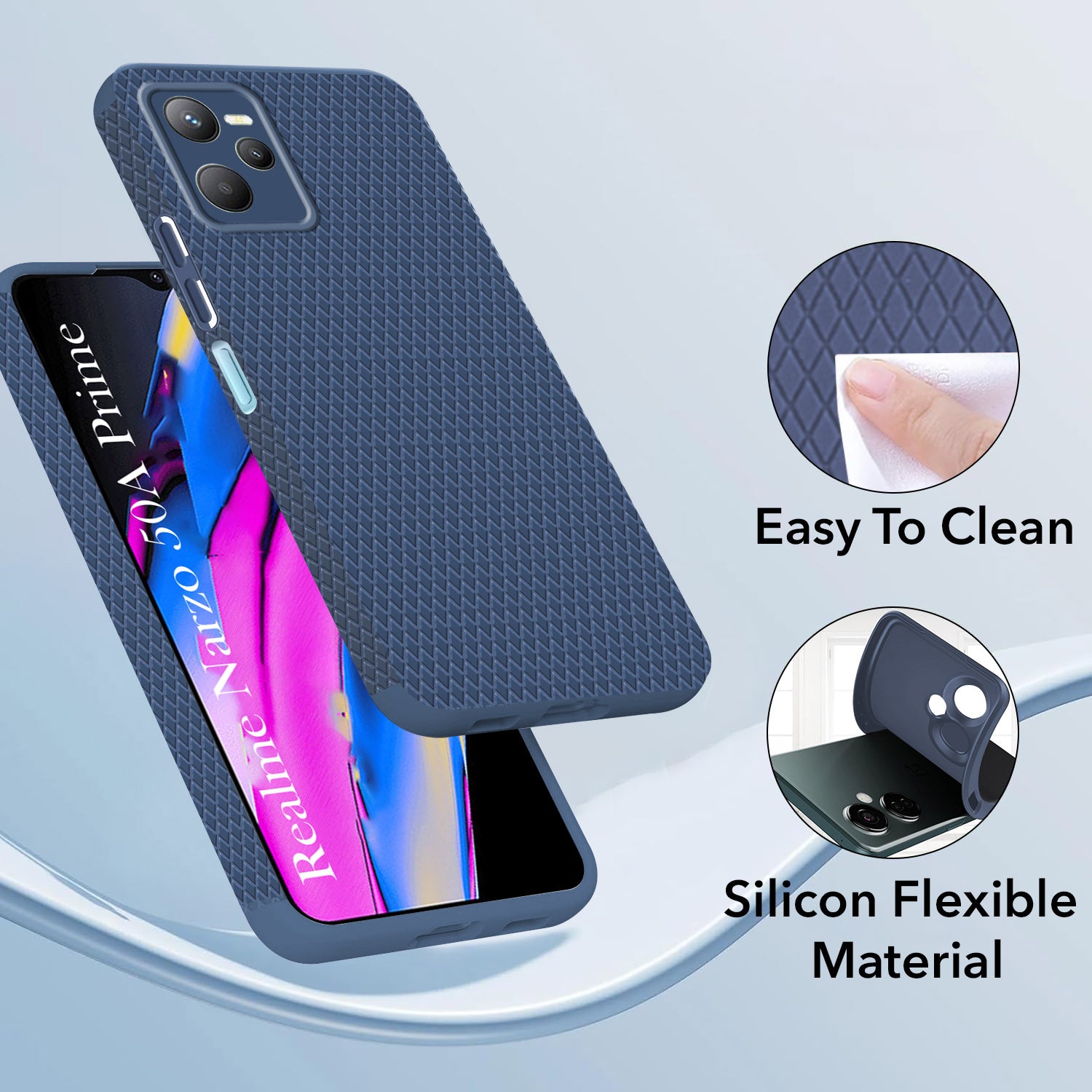 For Realme Narzo 50A Prime Back Cover Case (Liquid Silicone | Side Grip | Camera Protection)