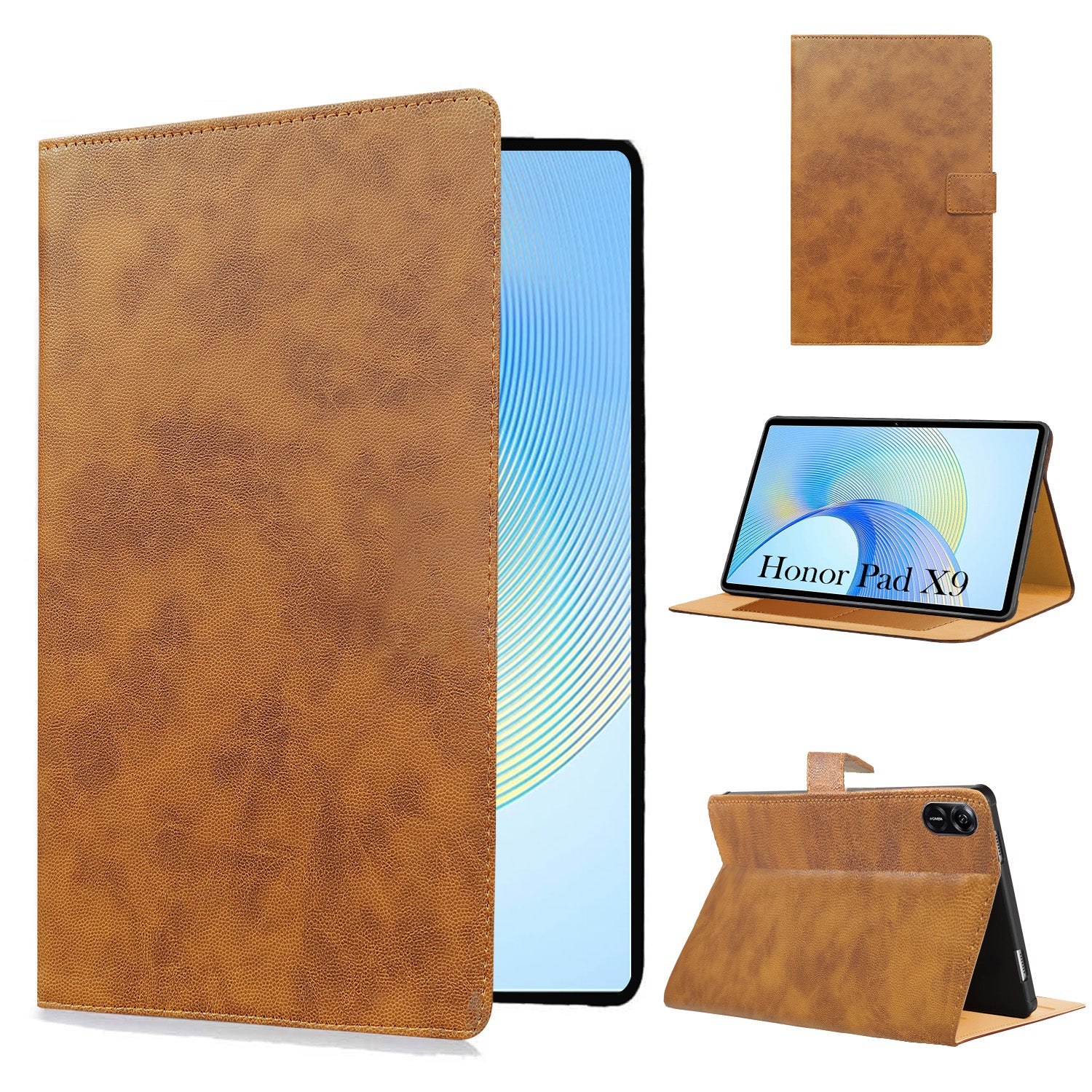 For Honor Pad X9 10 Inch Flip Cover Folio Cover (PU Leather | Multi-Angle Smart Stand | Card Storage Slots | Silicone Back Pouch)