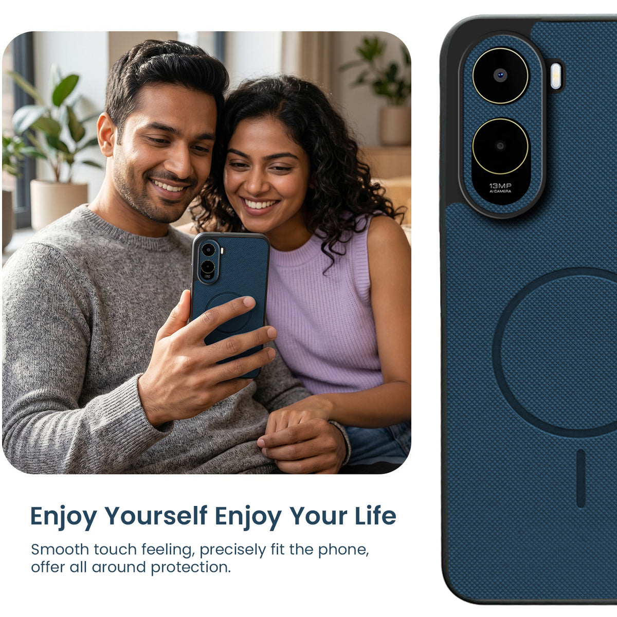 For Poco C81 5G Back Cover Case PU Leather (Texture Grip Design | Professional Minimalist | Camera Protection | Soft and Flexible)