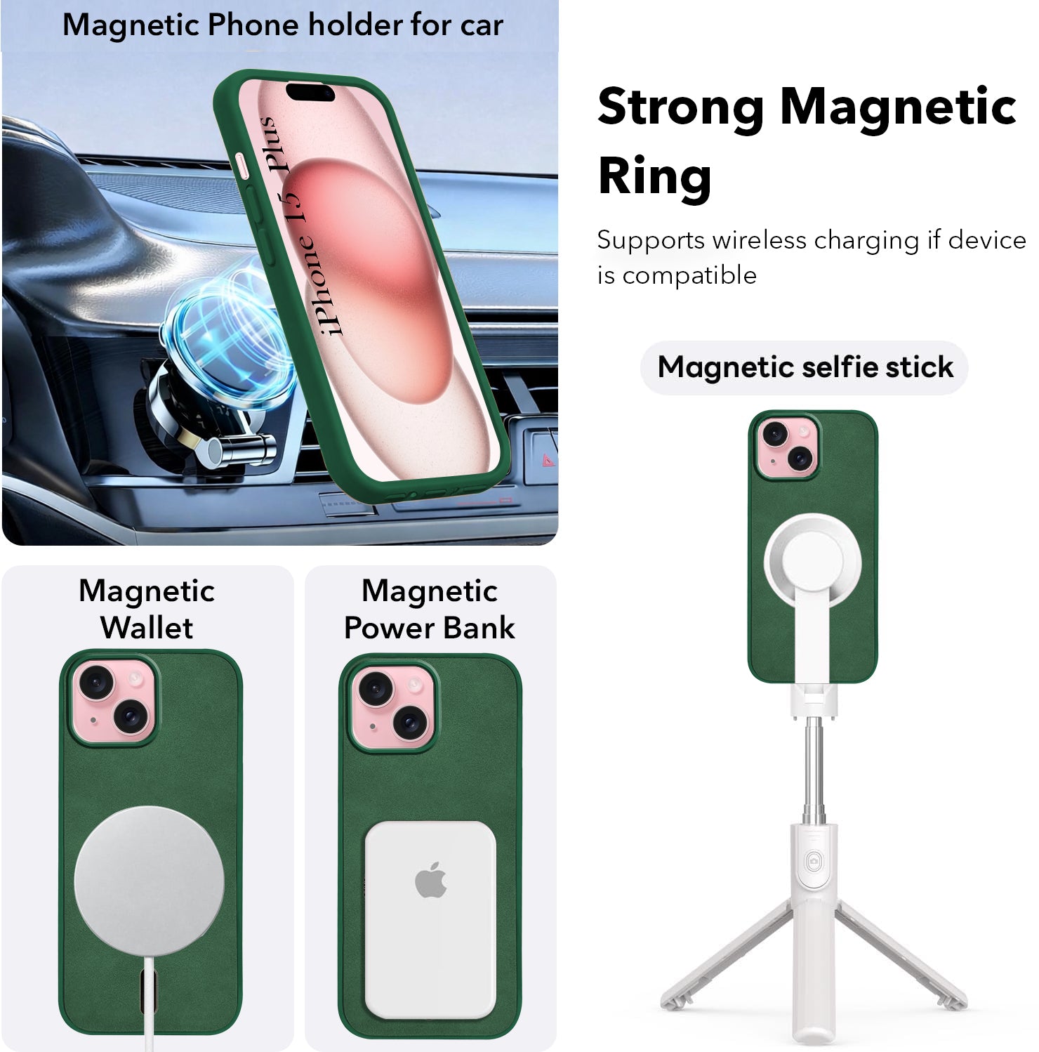 For Apple iPhone 15 Plus Back Cover Case (Sleek Leather Finish | MagSafe Compatible Wireless Charging | Camera Bump Protection)