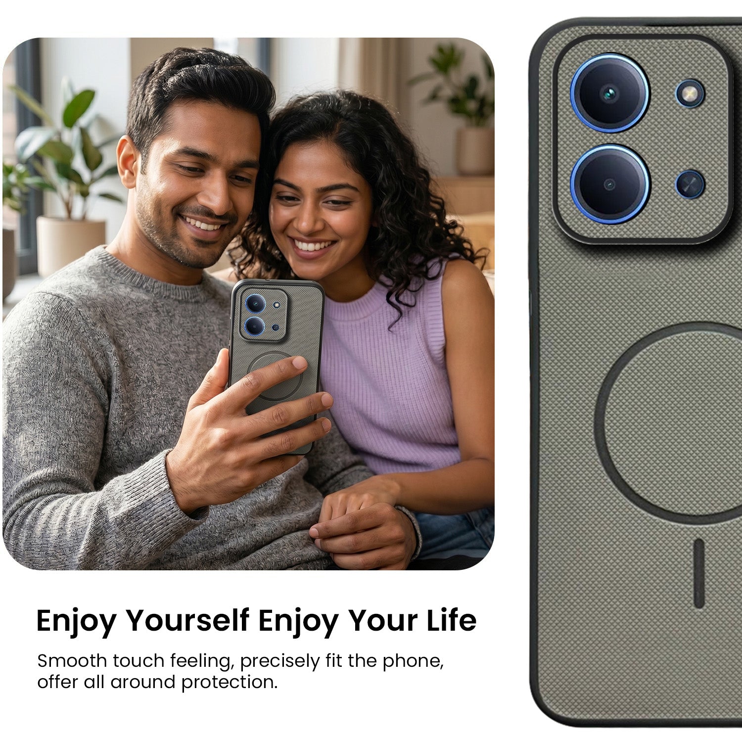 For Redmi 15C Back Cover Case PU Leather (Texture Grip Design | Professional Minimalist | Camera Protection | Soft and Flexible)
