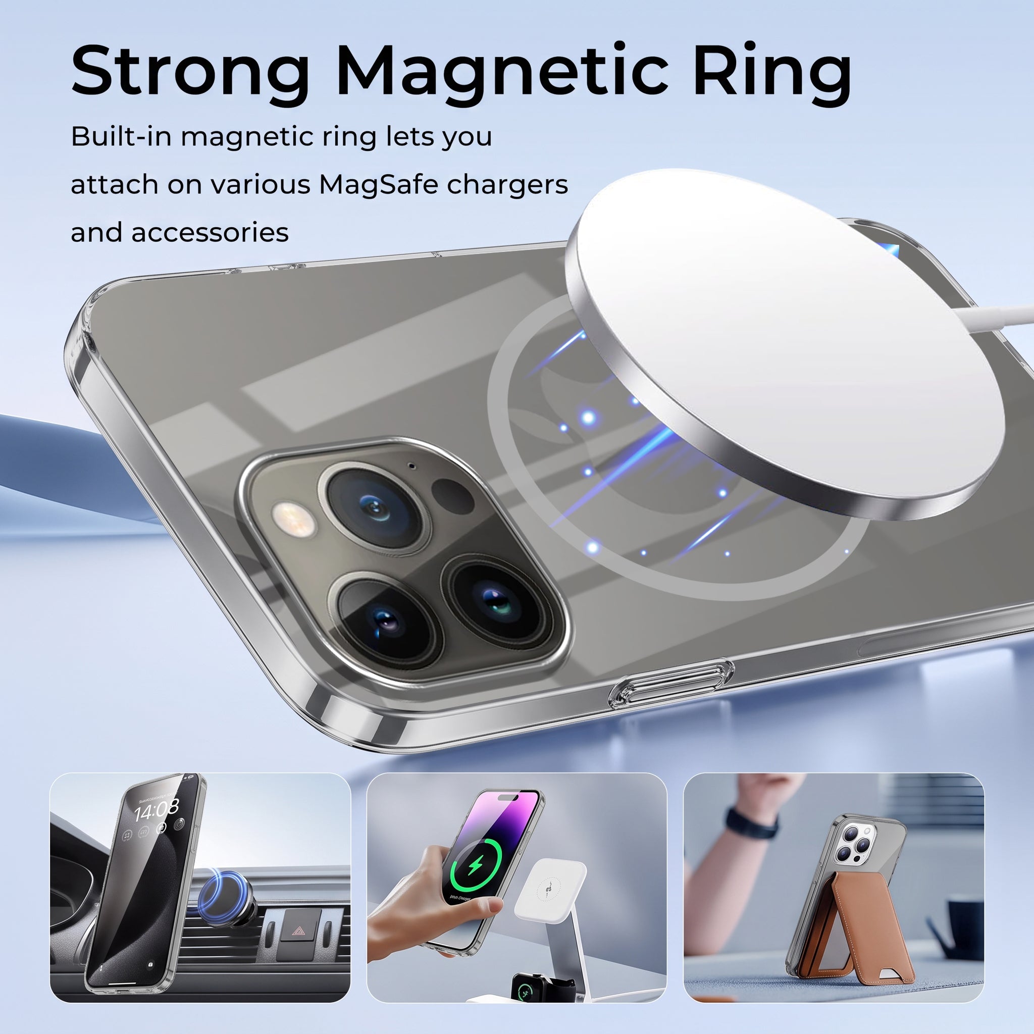 For Apple iPhone 13 Pro Max Back Case Cover Crystal Anti Yellow (Unbreakable PC | MagSafe Wireless Charging Support |Camera Protection Bump)