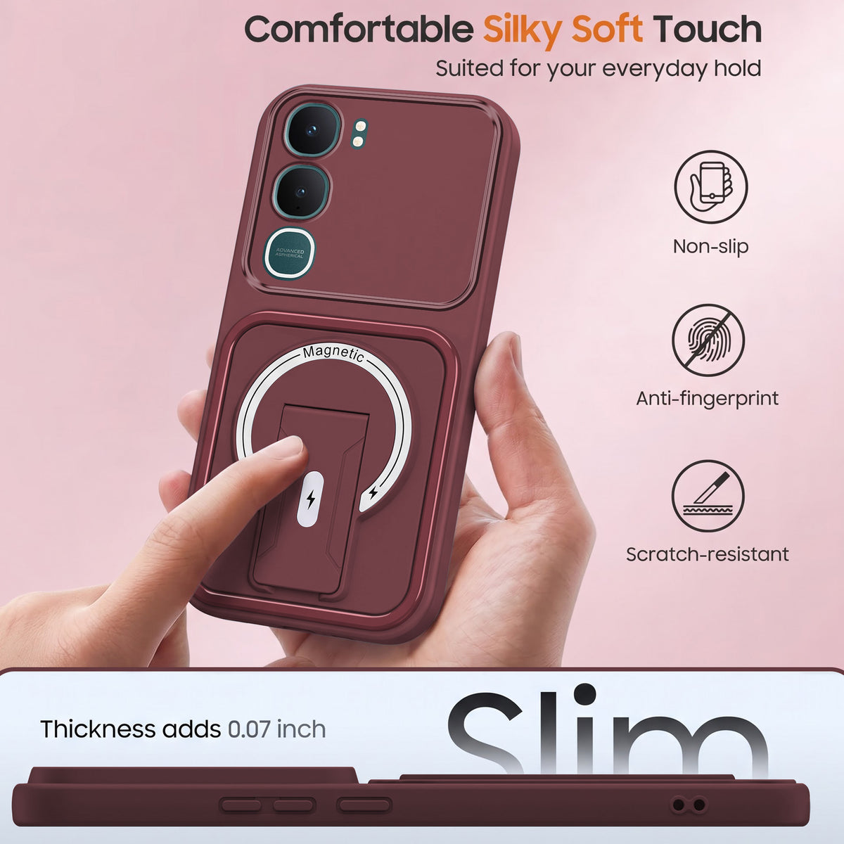 For Vivo Y31 5G Back Case Cover Metallic (Hybrid Armor Kickstand | MagSafe Compatible | Camera Protection Shockproof)
