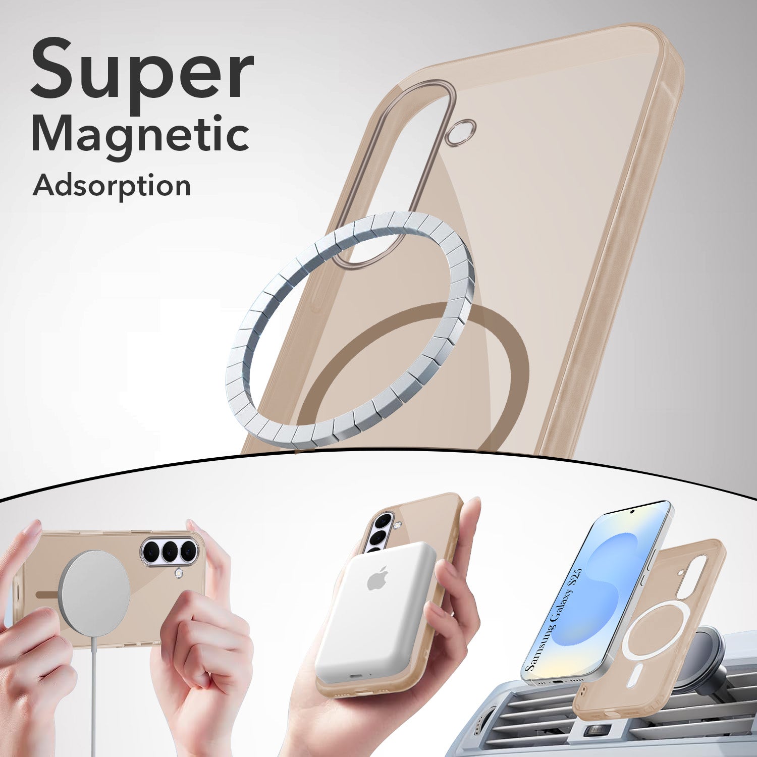 For Samsung Galaxy S25 Back Cover Case Lifetime Anti-Yellow MagSafe Compatible Clear (Sleek Hard Crystal | Shockproof and Camera Protection)