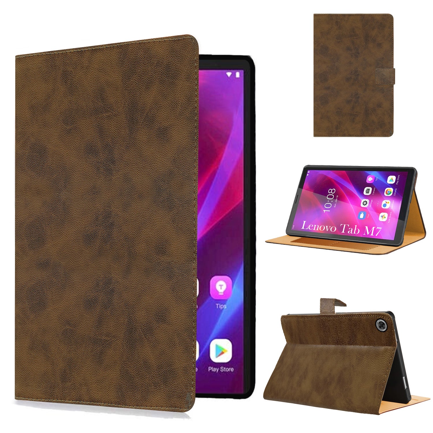 For Lenovo Tab M7 7 Inch TB-7305F/7305X/7305I Flip Cover Folio Cover (PU Leather | Multi-Angle Smart Stand | Card Storage Slots | Silicone Back Pouch)